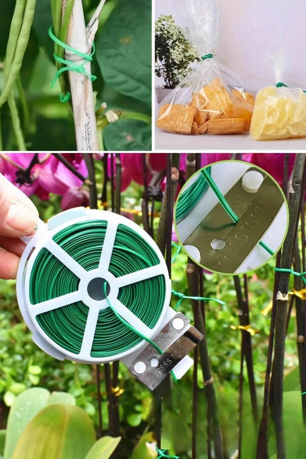 TBL Dekor® 50 Metre Kendiliğinden Kesici Bıçaklı Bitki Saksı Kablo Sabitleme Teli