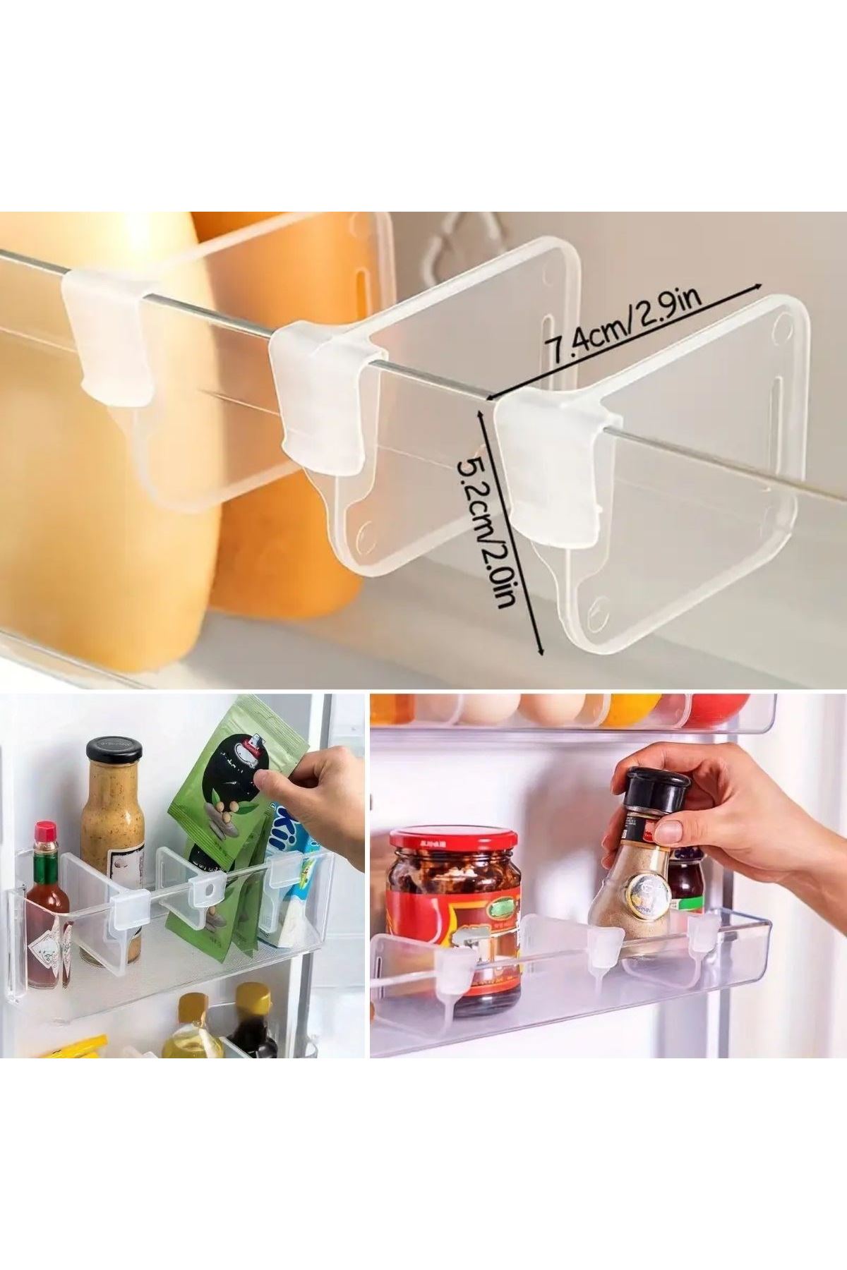 TBL Dekor® 10'luŞeffaf Buzdolabı Yan Kapı Düzenleyici Buzdolabı Dolap İçi Bölümleyici Aparatlar