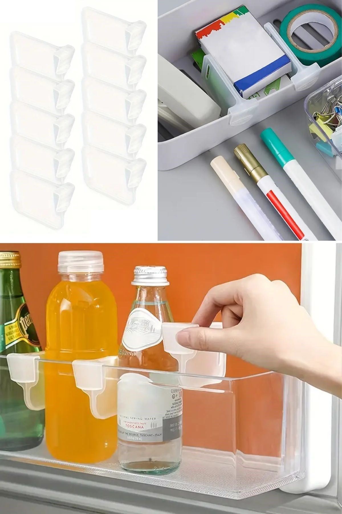 TBL Dekor® 10'luŞeffaf Buzdolabı Yan Kapı Düzenleyici Buzdolabı Dolap İçi Bölümleyici Aparatlar