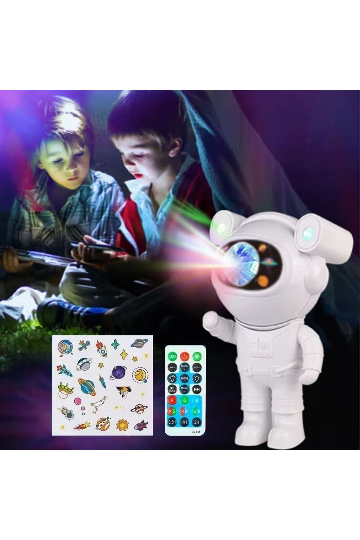 TBL Dekor® Stickerlı ,Kumandalı ASTRONOT Model Gece Lambası