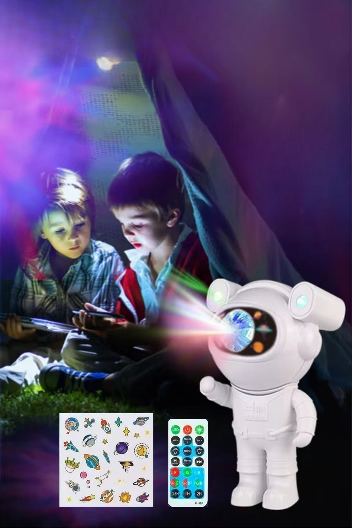 TBL Dekor® Stickerlı ,Kumandalı ASTRONOT Model Gece Lambası