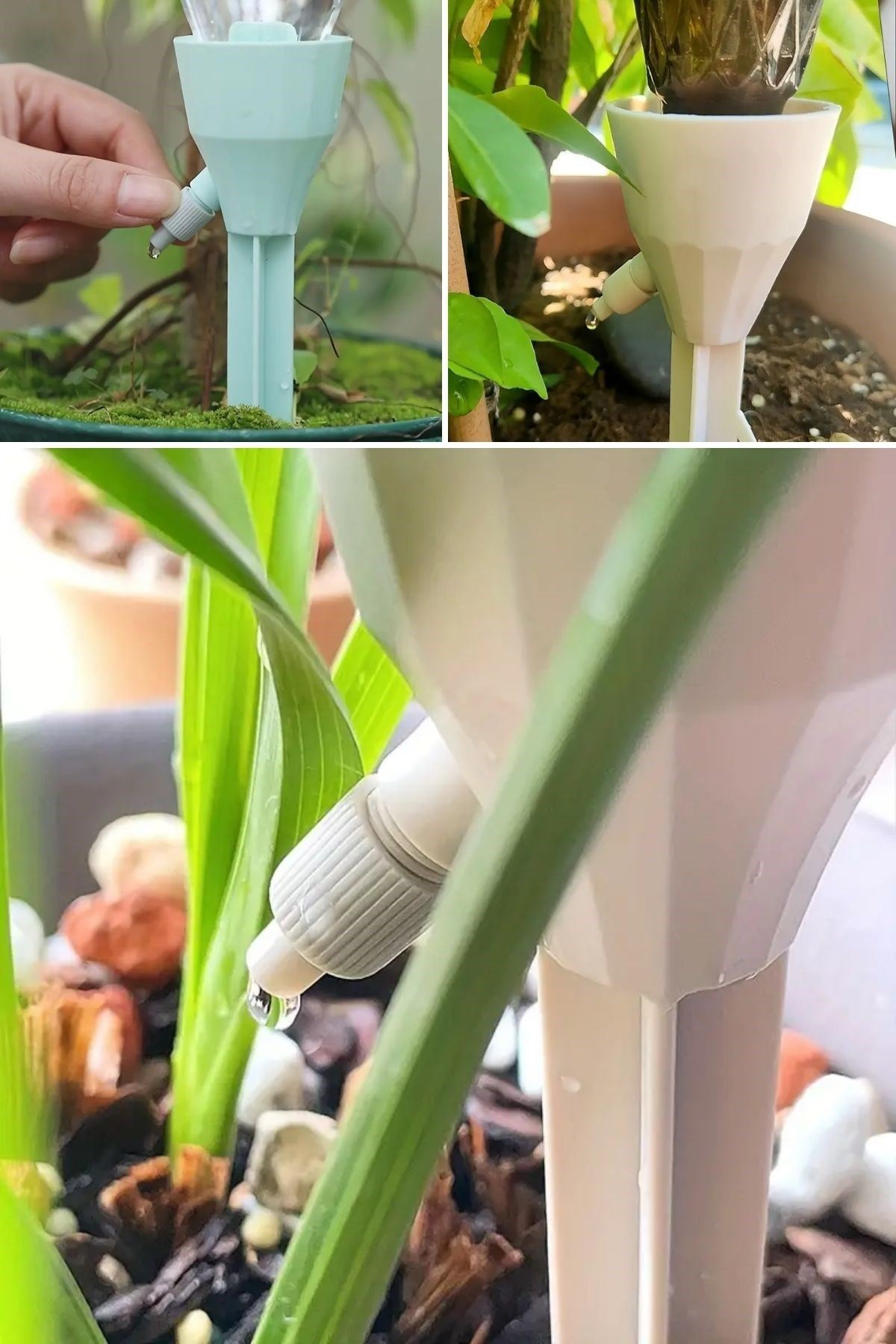 TBL Dekor® Ayarlanabilir Akış Hızına Sahip Damlama Sulama Çivileri 3lü Otomatik Bitki Sulama Aparatı Tüm Pet Şişelere Uyumlu