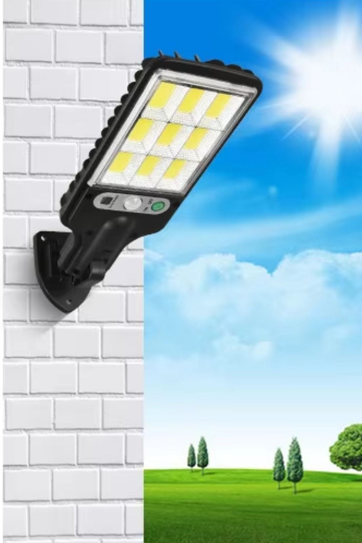 TBL Dekor® 3 Farklı Işık Modlu Güneş Enerjisiyle Şarj Olan Dış Mekan Uyumlu Kumandalı Solar Duvar LEDİ