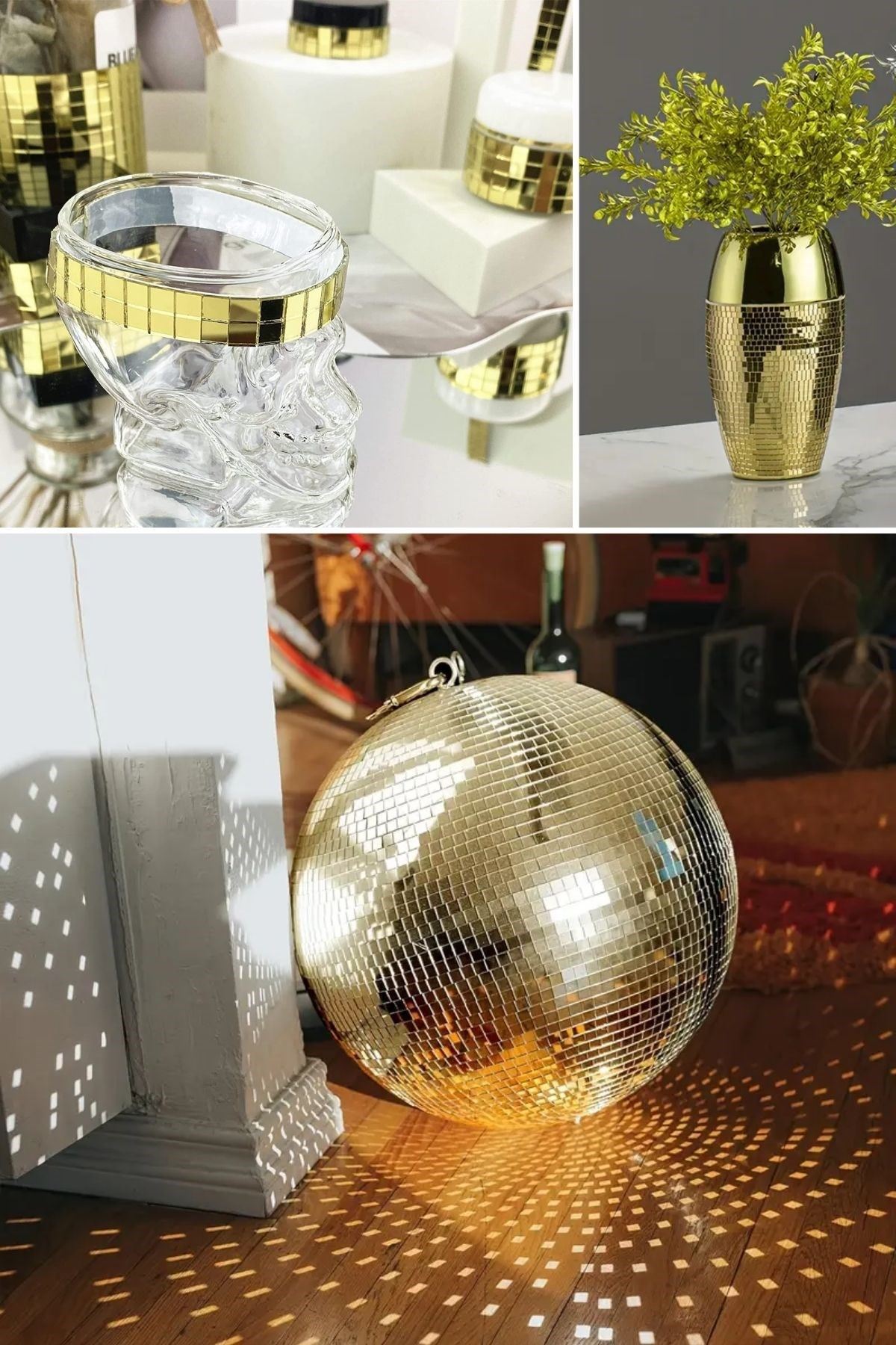 TBL Dekor®1 Metre Uzunluğunda Gold Renk Aynalı Mozaik Taşlı Dekor Bandı 4 cm x 1 mt