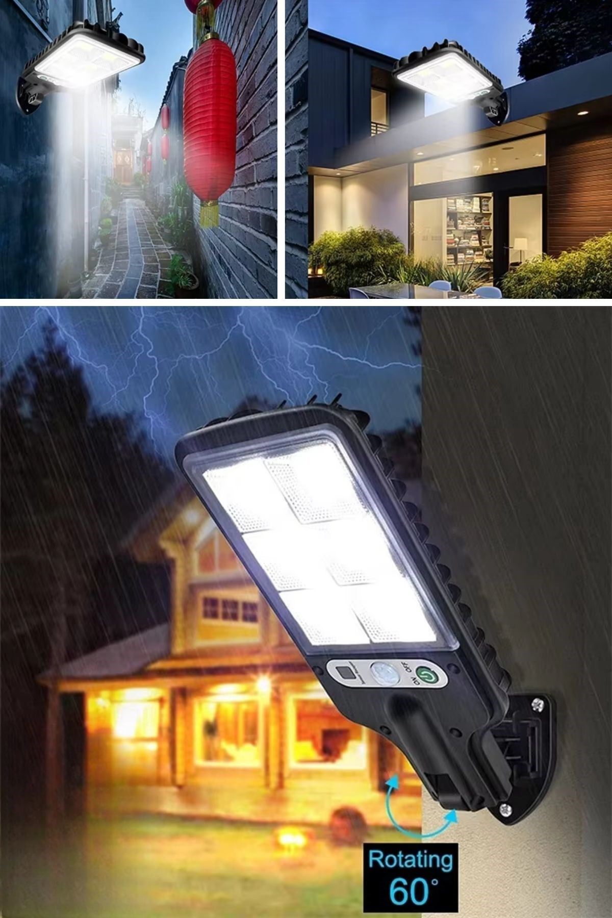 TBL Dekor® 3 Farklı Işık Modlu Güneş Enerjisiyle Şarj Olan Dış Mekan Uyumlu Kumandalı Solar Duvar LEDİ