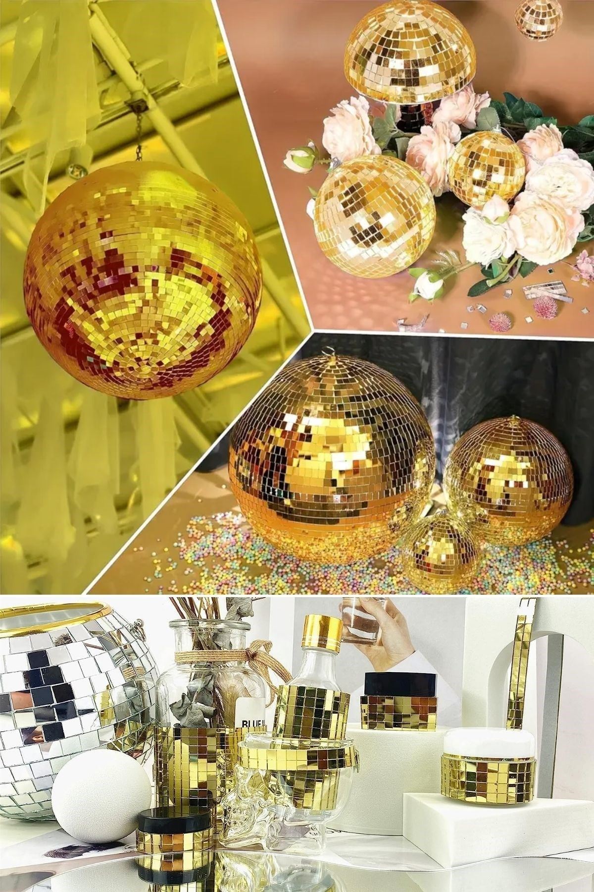 TBL Dekor®1 Metre Uzunluğunda Gold Renk Aynalı Mozaik Taşlı Dekor Bandı 4 cm x 1 mt