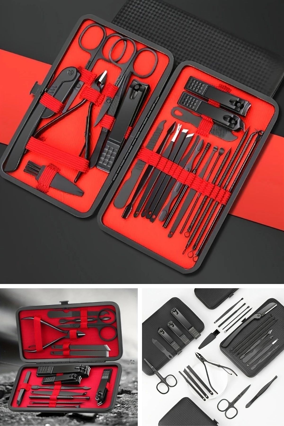 TBL Dekor® 24 Parça Kendiliğinden Deri Çantalı Seyahat Tipi Manikür Pedikür Seti