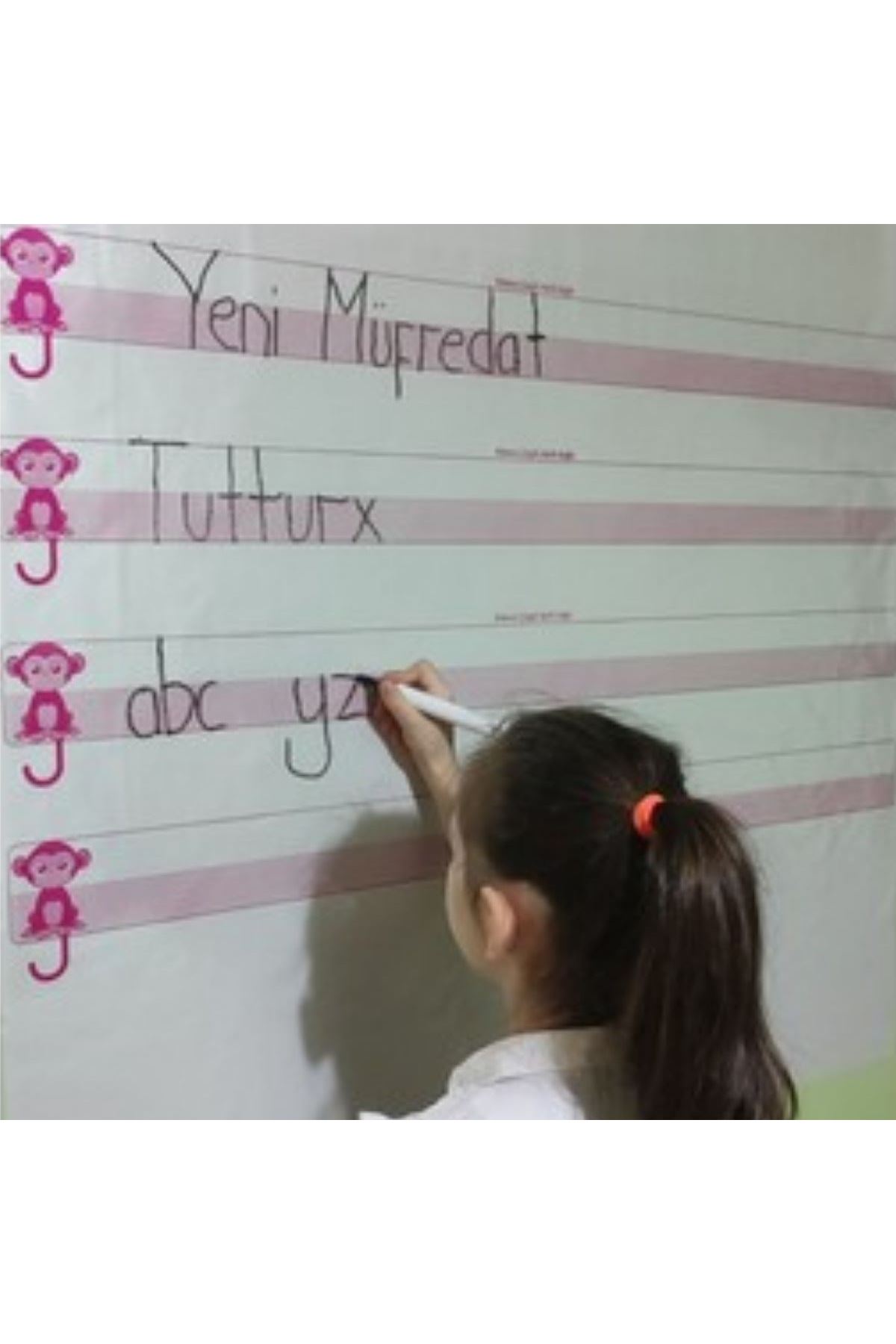 TBL Dekor® Kılavuz Çizgili Akıllı Kağıt Yazı Tahtası Duvarda İz Bırakmaz Statik Yeni Müfredata Uygun 100x56cm