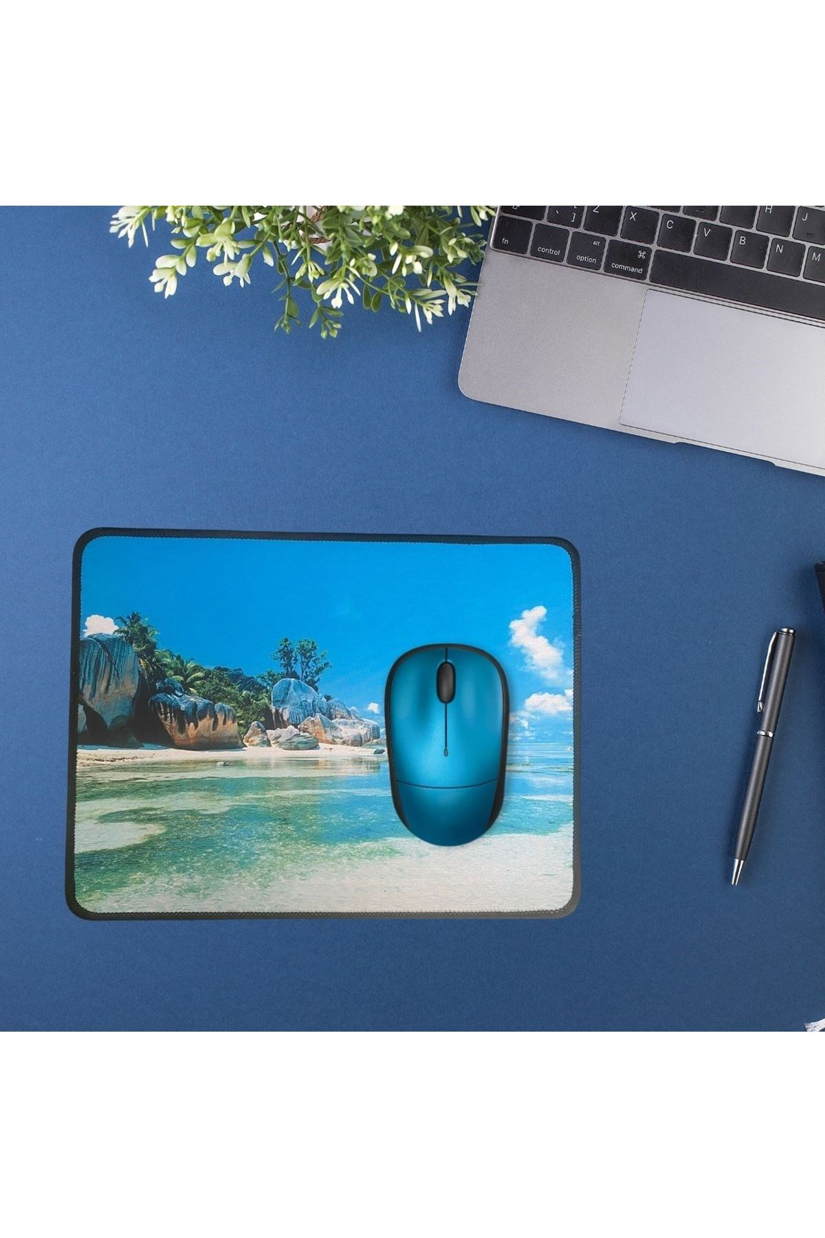 TBL Dekor® 25x32 cm Küçük Boy Mouse Pad Manzara Ada