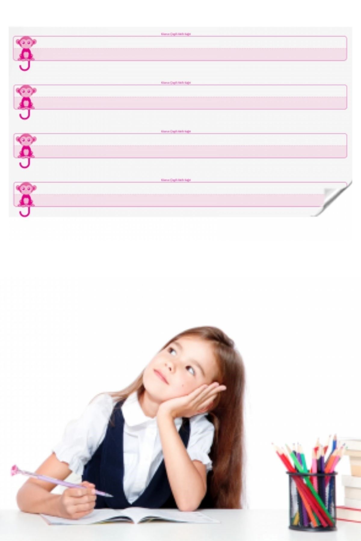 TBL Dekor® Kılavuz Çizgili Akıllı Kağıt Yazı Tahtası Duvarda İz Bırakmaz Statik Yeni Müfredata Uygun 100x56cm