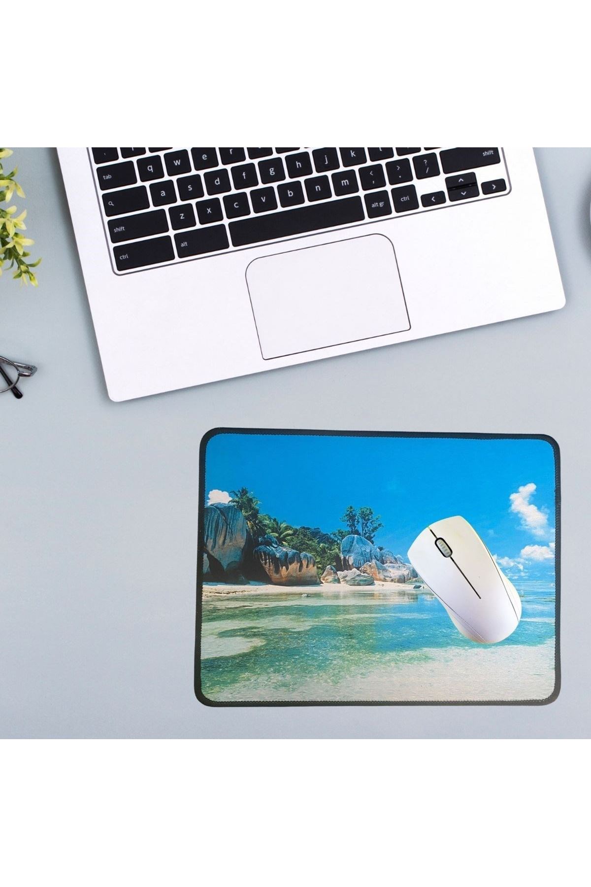 TBL Dekor® 25x32 cm Küçük Boy Mouse Pad Manzara Ada