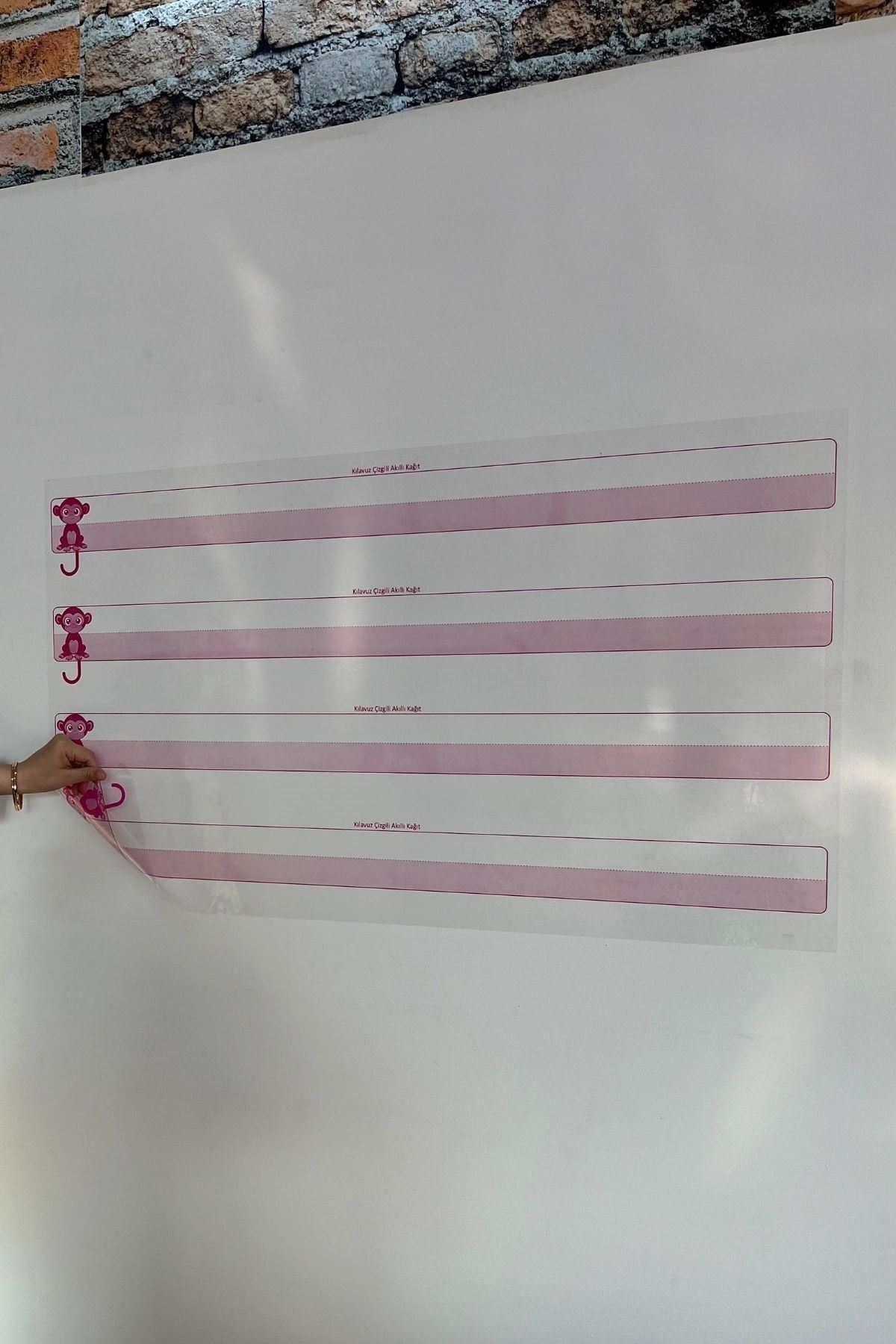 TBL Dekor® Kılavuz Çizgili Akıllı Kağıt Yazı Tahtası Duvarda İz Bırakmaz Statik Yeni Müfredata Uygun 100x56cm