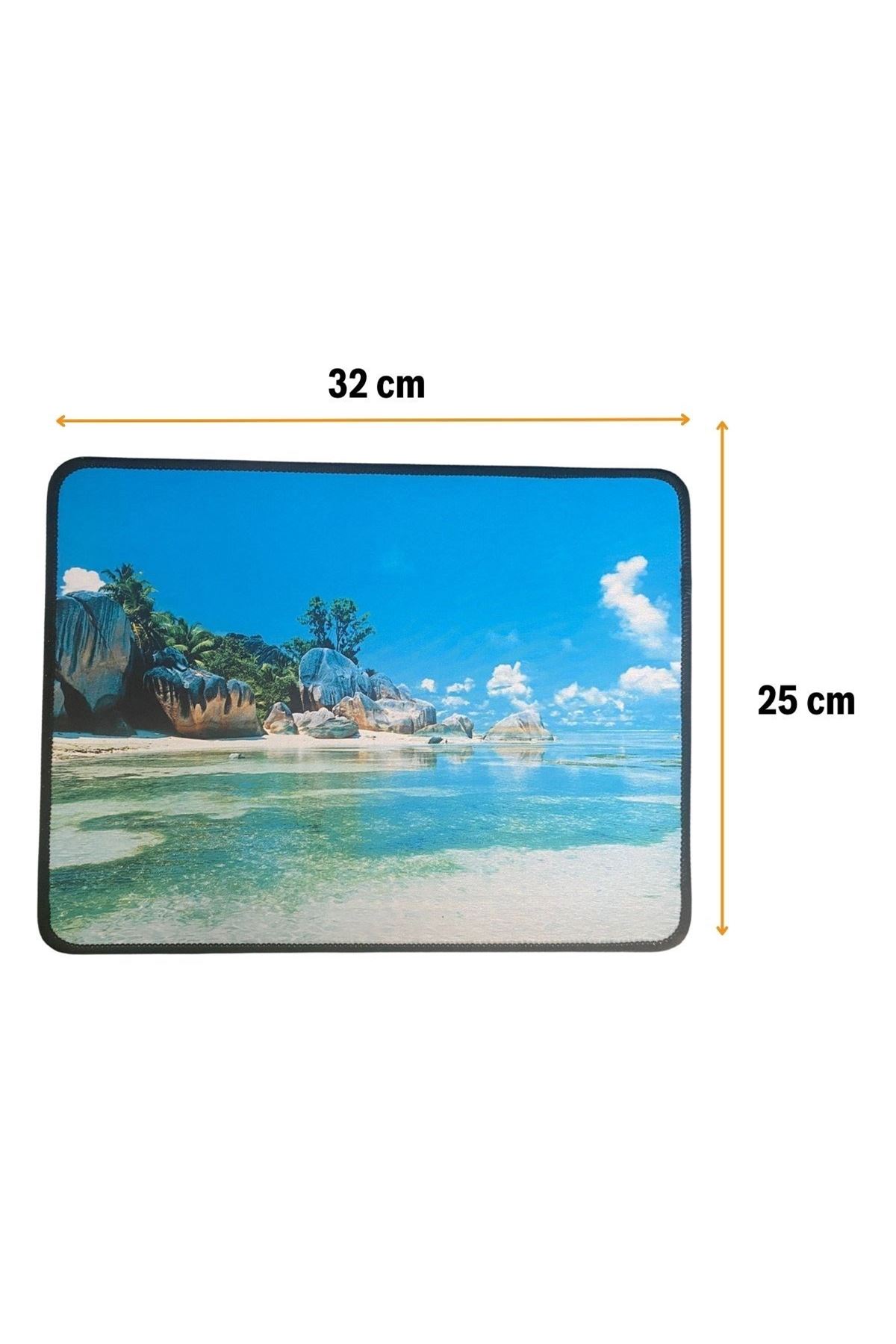 TBL Dekor® 25x32 cm Küçük Boy Mouse Pad Manzara Ada