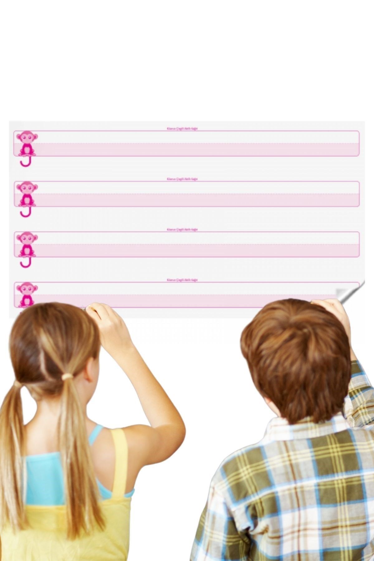 TBL Dekor® Kılavuz Çizgili Akıllı Kağıt Yazı Tahtası Duvarda İz Bırakmaz Statik Yeni Müfredata Uygun 100x56cm