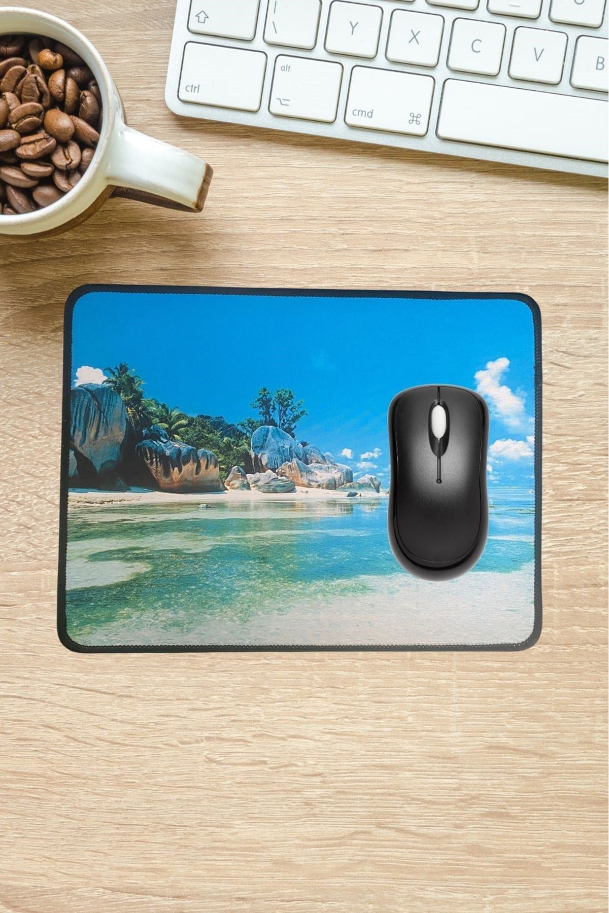 TBL Dekor® 25x32 cm Küçük Boy Mouse Pad Manzara Ada
