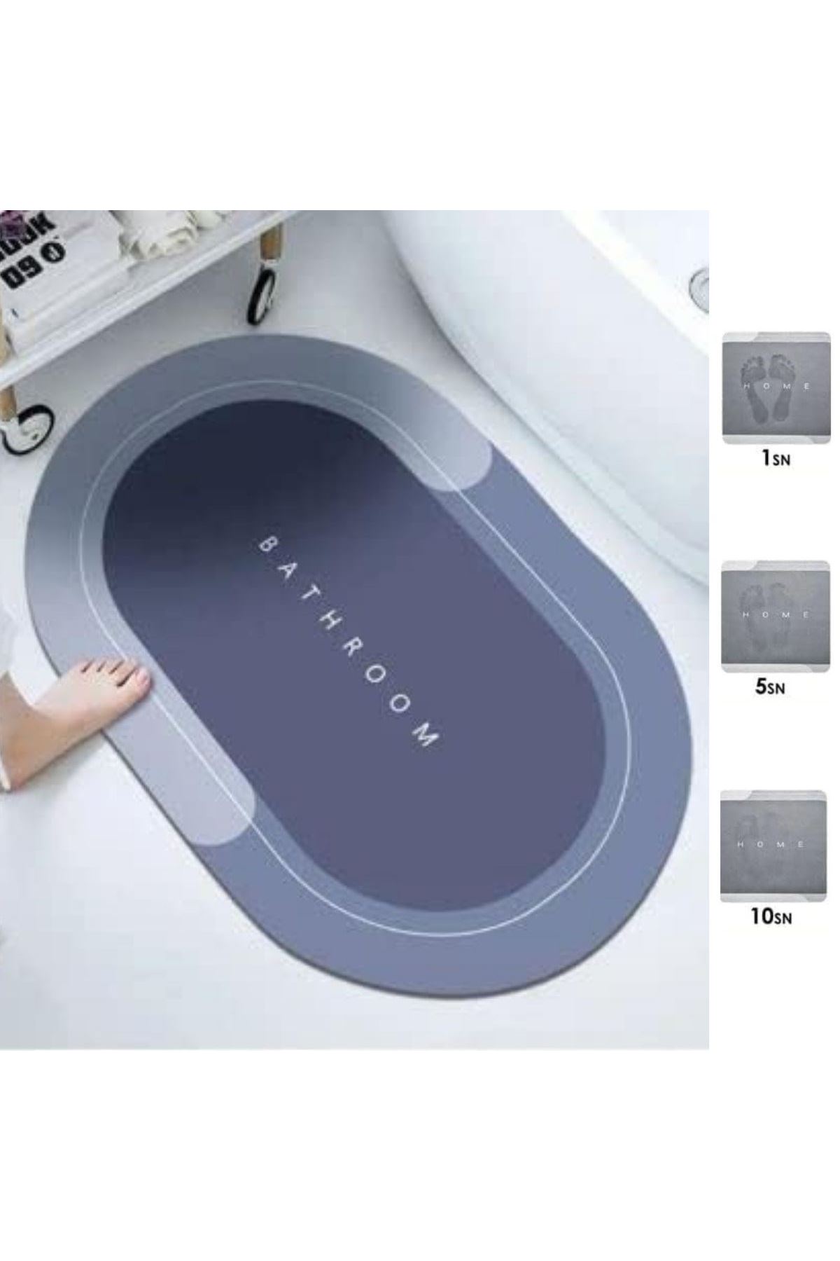 TBL Dekor® Sihirli Süper Su Emici Kaymaz Tabanlı Oval Paspas 40*60 cm