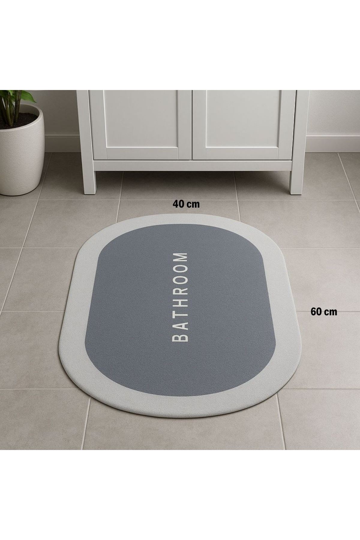 TBL Dekor® Sihirli Süper Su Emici Kaymaz Tabanlı Oval Paspas 40*60 cm