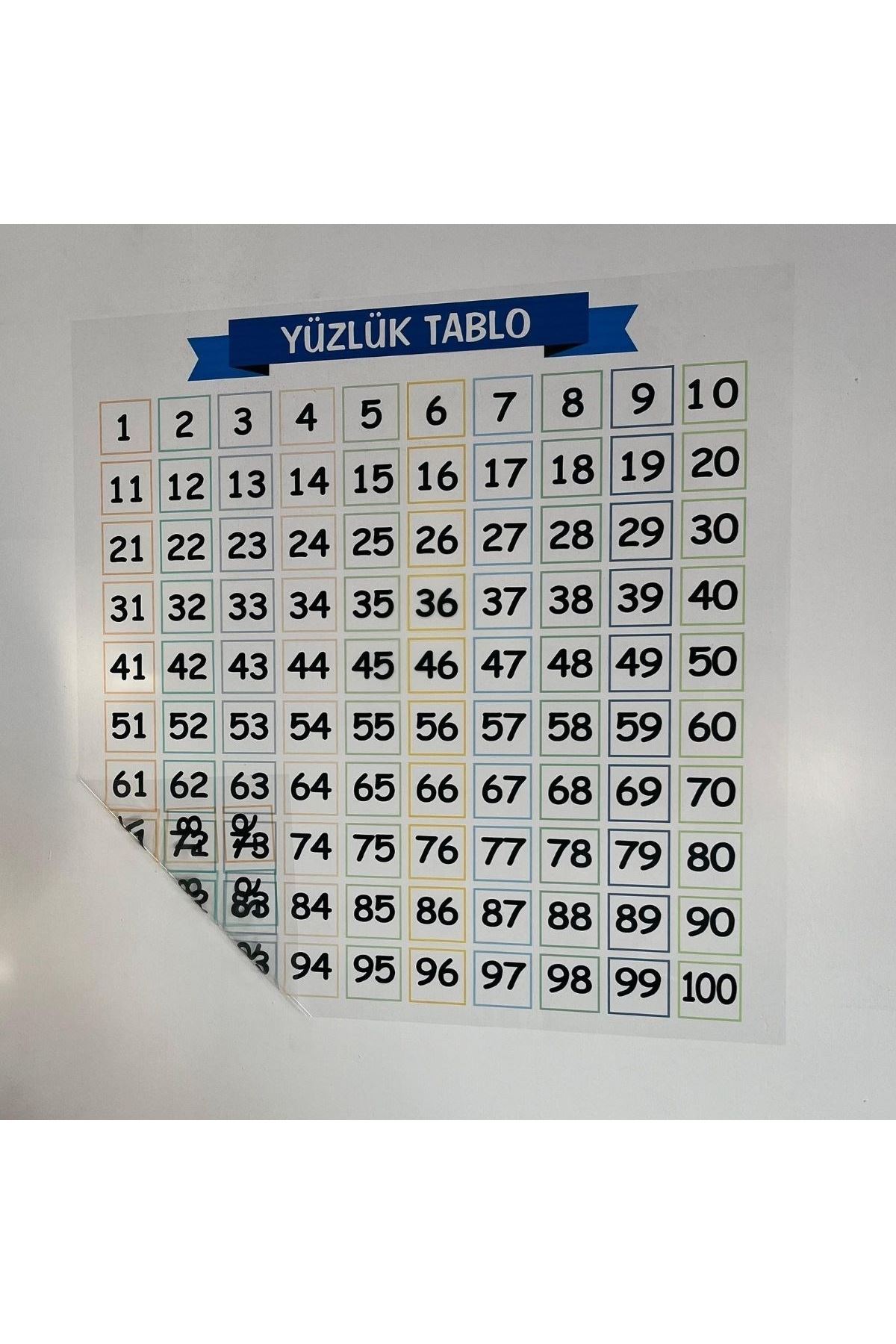 TBL Dekor® Matematik Öğreten Yüzlük Tablo Duvarda İz Bırakmaz Akıllı Kağıt Yapışkansız Statik  60x60 cm