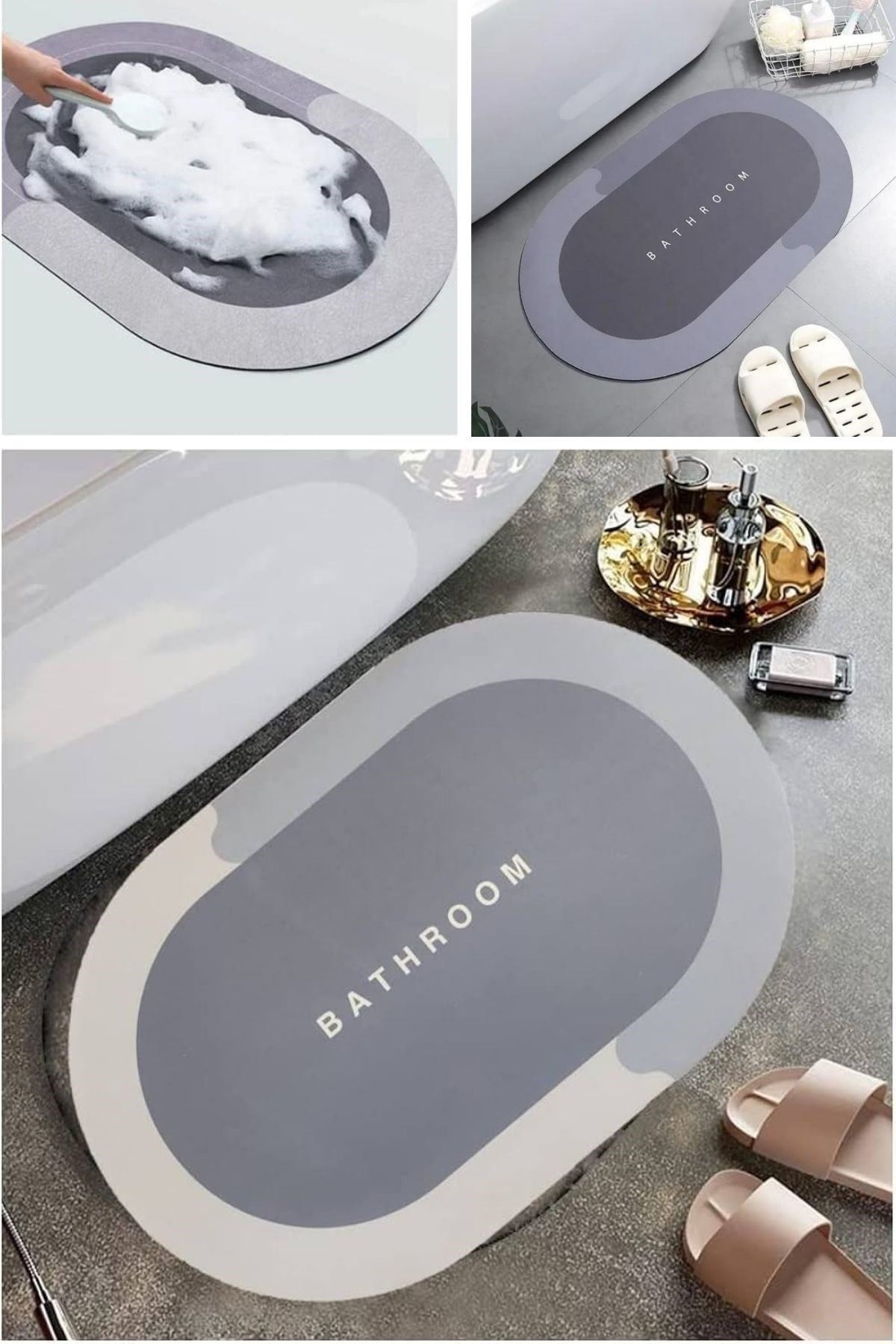 TBL Dekor® Sihirli Süper Su Emici Kaymaz Tabanlı Oval Paspas 40*60 cm