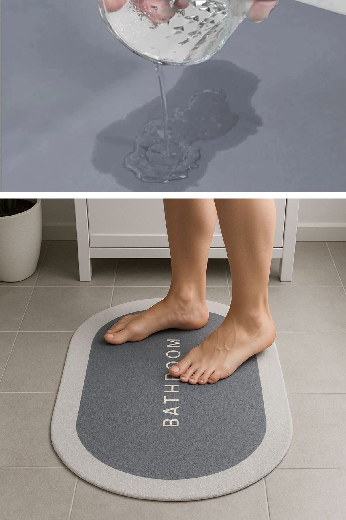 TBL Dekor® Sihirli Süper Su Emici Kaymaz Tabanlı Oval Paspas 40*60 cm