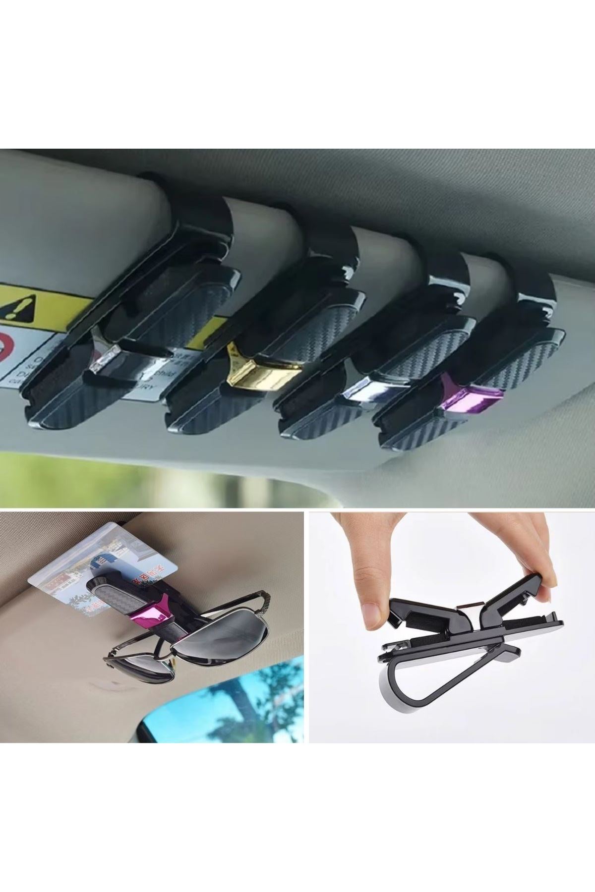 TBL Dekor® Araç İçi Güneşliğe Takılan 2'li Gözlük,Kart,Para Takmalık Aparat