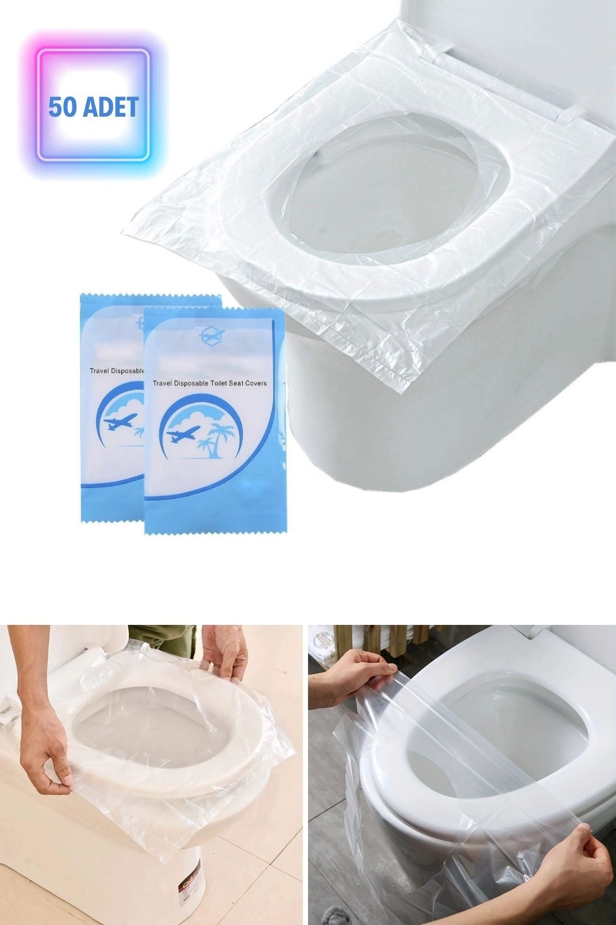 TBL Dekor® 50 Adet Kullan At Pratik Kullanımlı Hijyenik Klozet Kapağı Poşeti