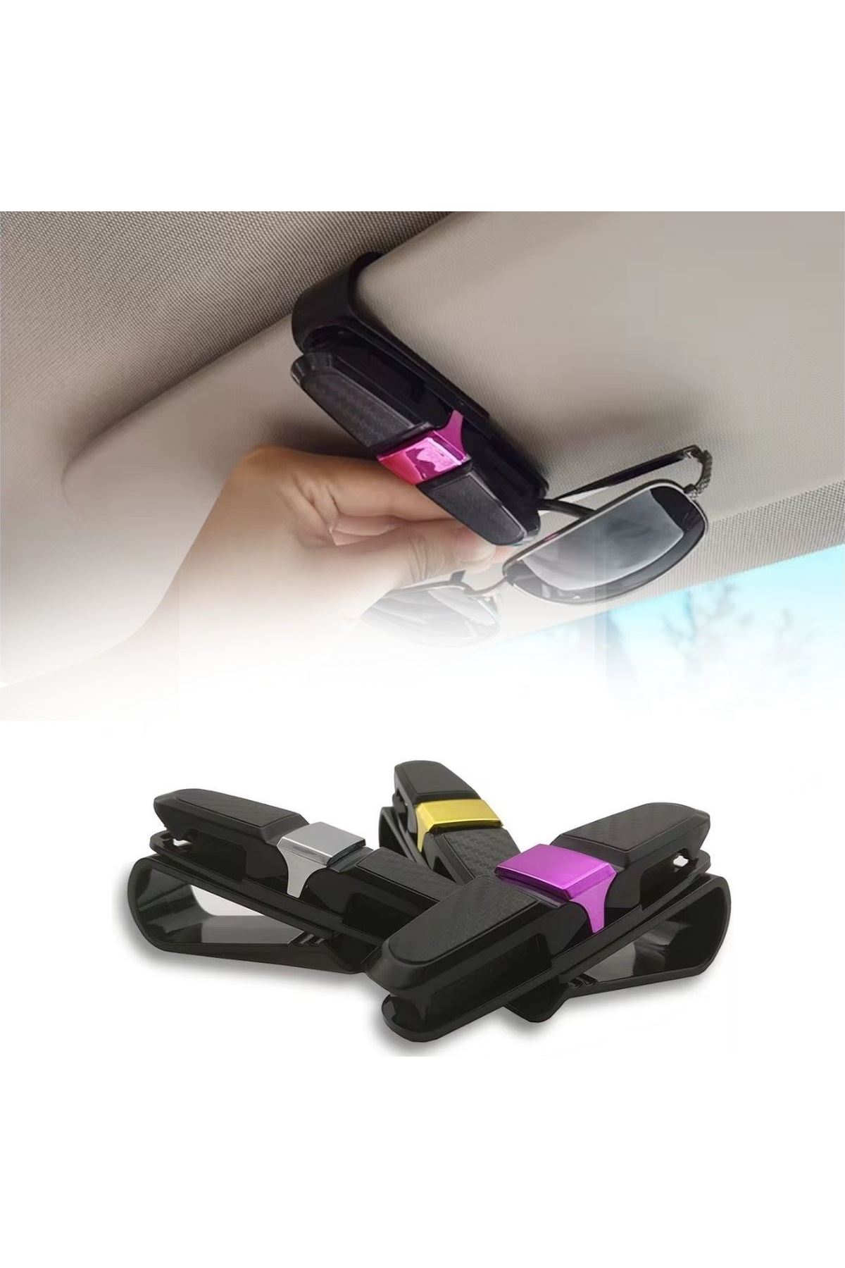 TBL Dekor® Araç İçi Güneşliğe Takılan 2'li Gözlük,Kart,Para Takmalık Aparat