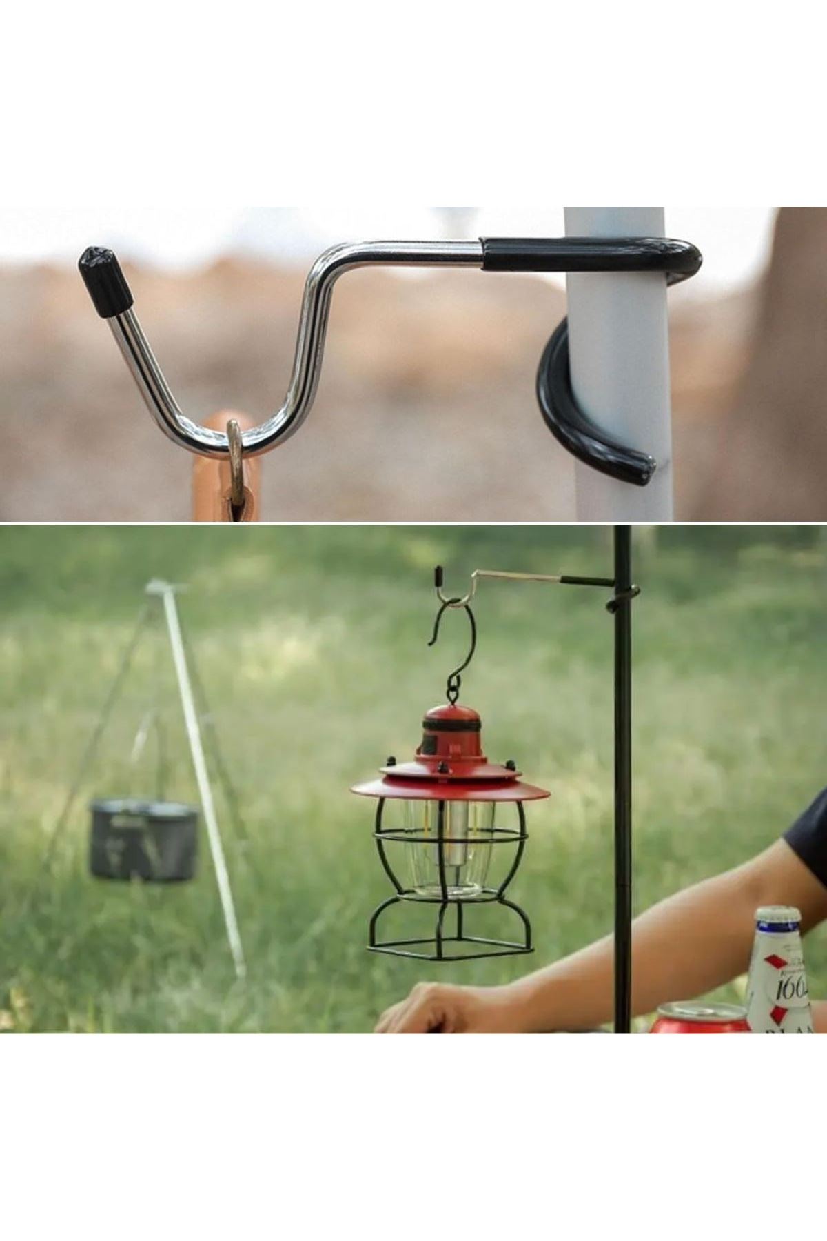 TBL Dekor® Kamp İçin Çok Fonksiyonlu S-Şekilli Direk Askısı Kaymaz Paslanmaz Çelik Eşya Asma Kancası