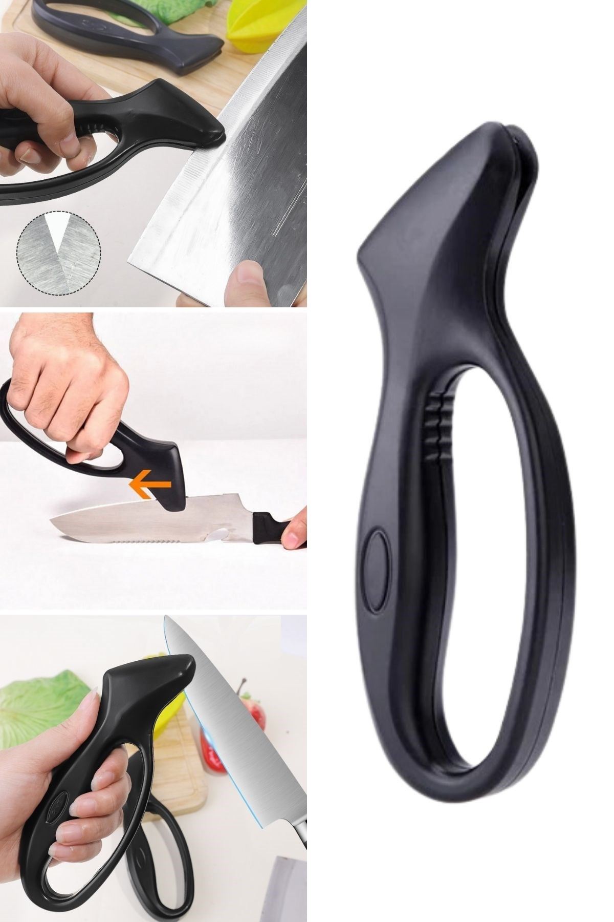 TBL Dekor® Kolay Tutuş Saplı Paslanmaz Çelik Manuel Bıçak Bileme Aleti