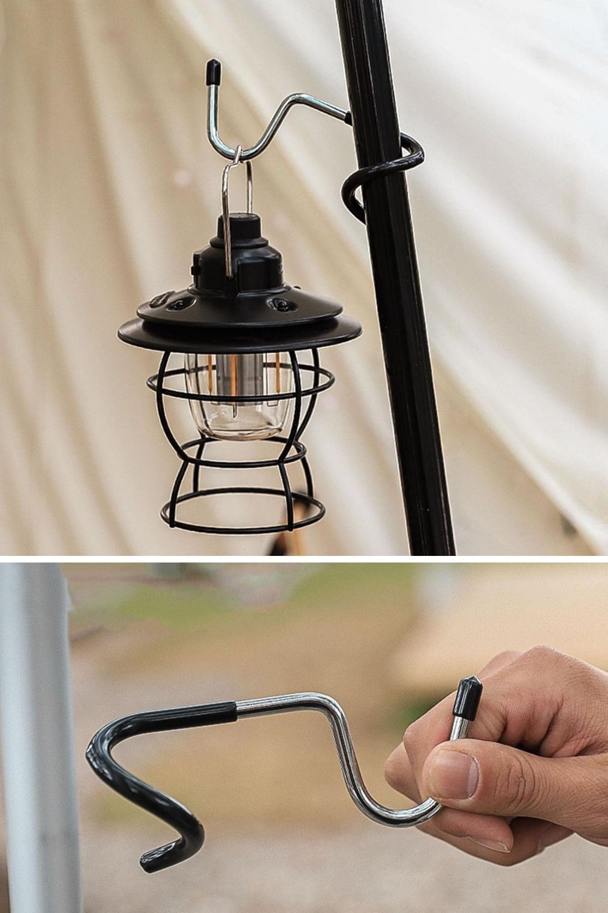 TBL Dekor® Kamp İçin Çok Fonksiyonlu S-Şekilli Direk Askısı Kaymaz Paslanmaz Çelik Eşya Asma Kancası