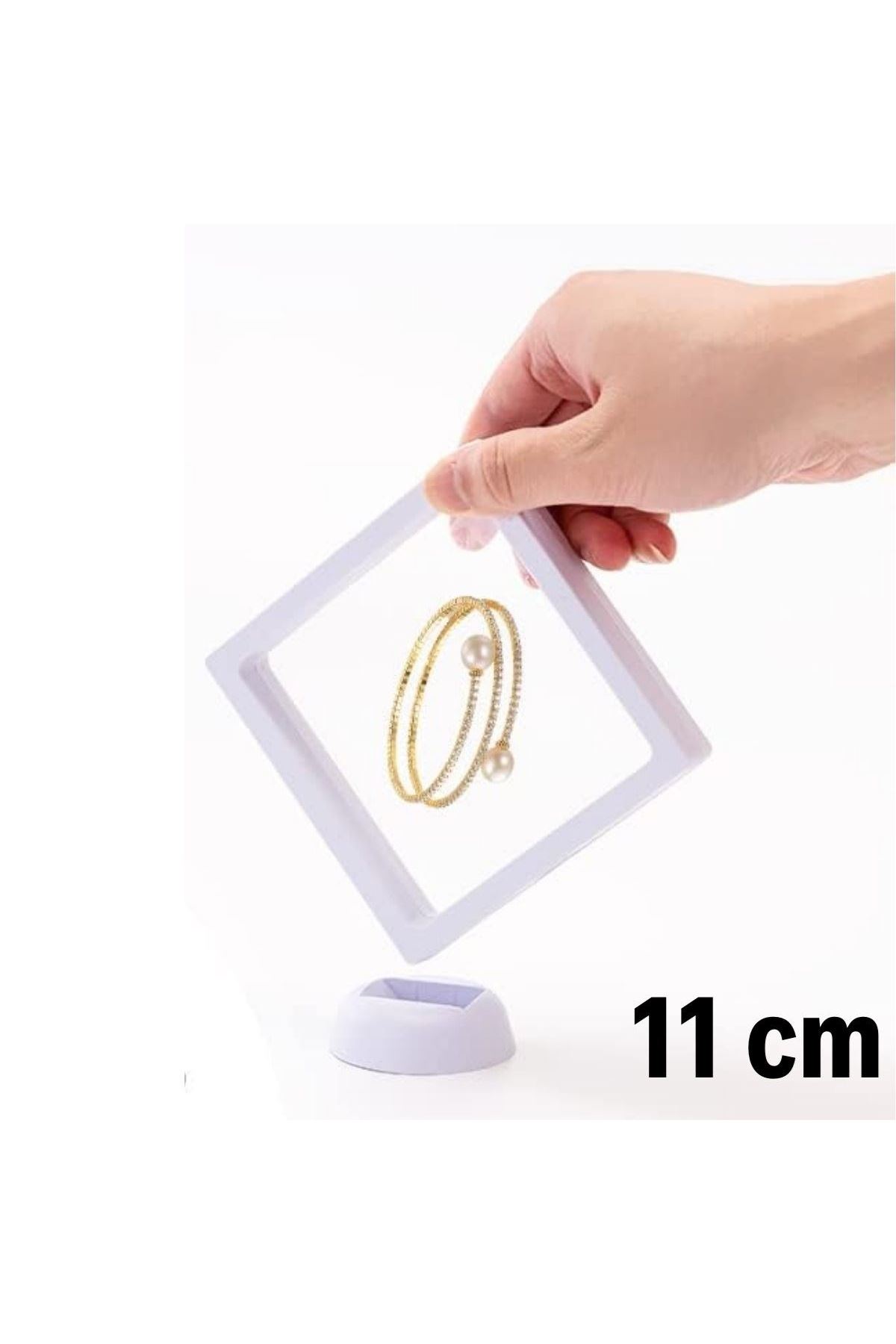 TBL Dekor® 11x11cm Standlı 3D Takı Ziynet Hatıra Koleksiyon Saklama Kutusu Şeffaf Film Çerçevesi