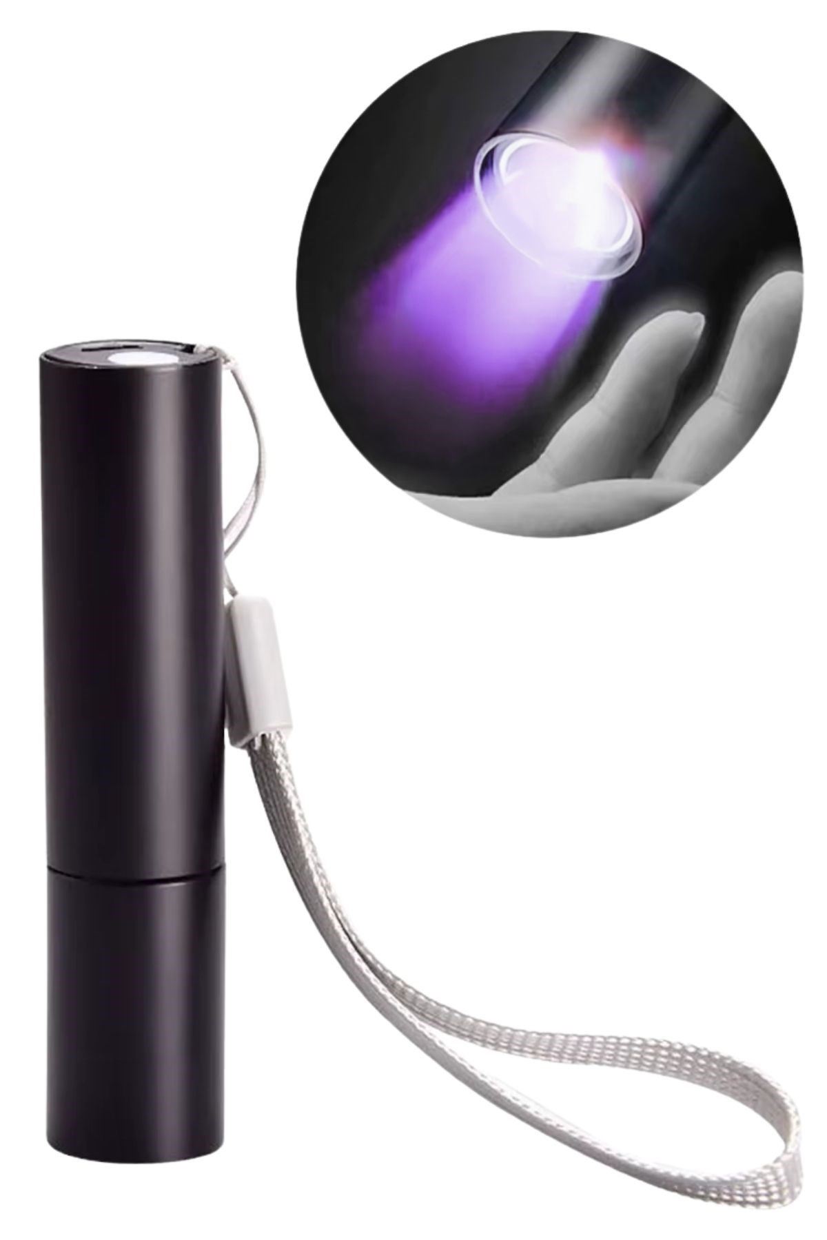 TBL Dekor® Mini Cep Boy USB İle Şarj Olan Oje Kurutucu Sahte Para Kontol LED UV Mor Işık El Feneri