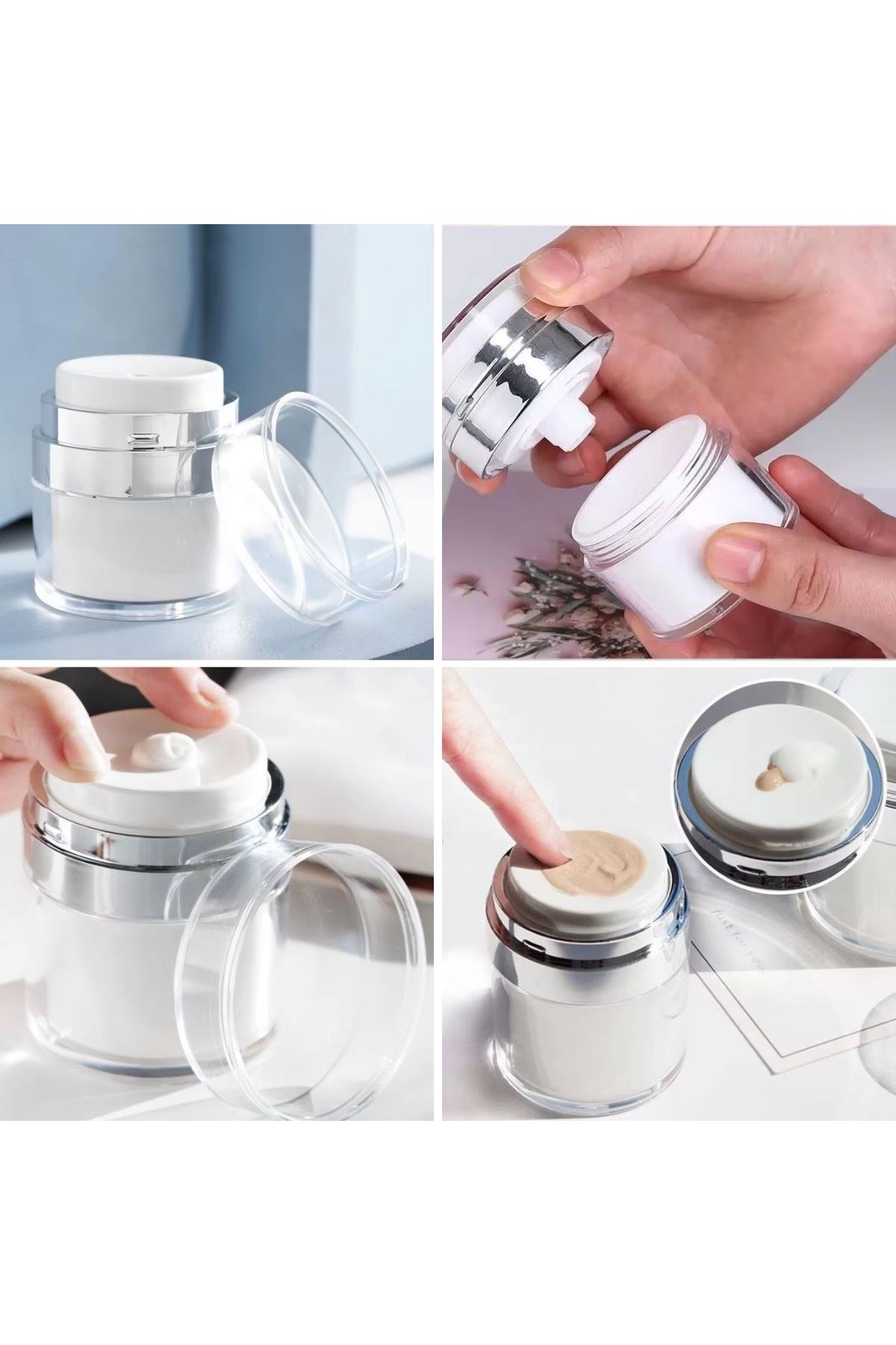 TBL Dekor® Hava Pompalı Doldurulabilir Vakumlu Krem,Fondoten Sıvı Kozmetik Ürün Şişesi