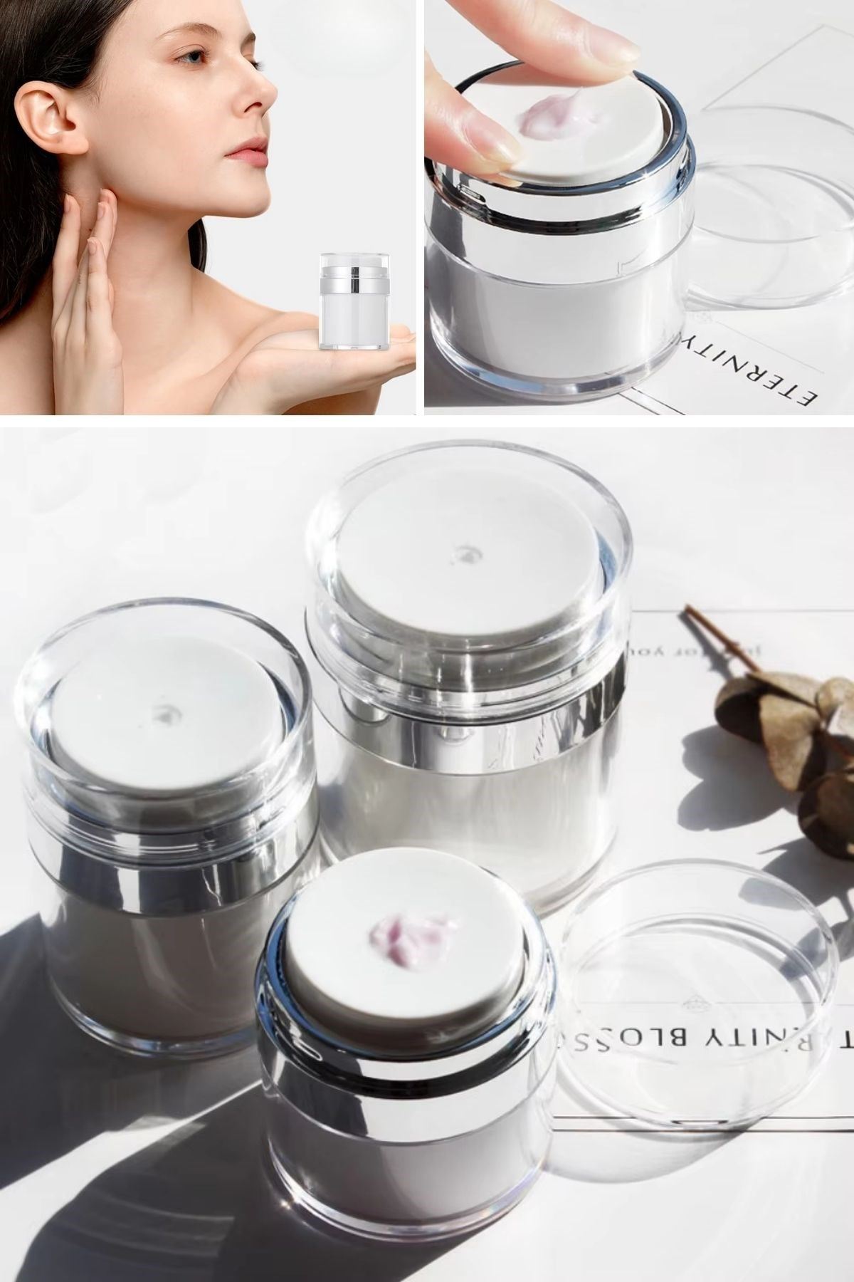 TBL Dekor® Hava Pompalı Doldurulabilir Vakumlu Krem,Fondoten Sıvı Kozmetik Ürün Şişesi