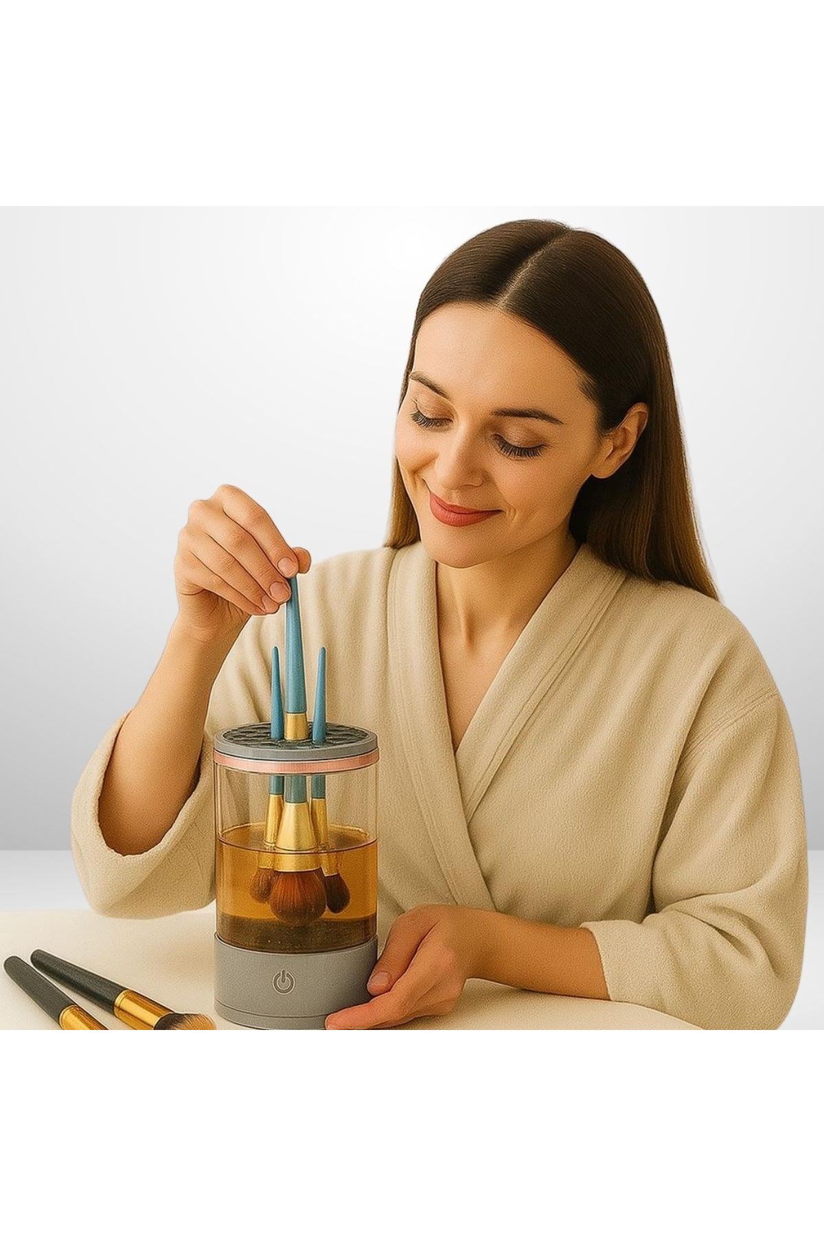 TBL Dekor® USB Şarjlı Makyaj Fırçası Temizleyici Aparat Hızlı Kurutmalı, Çok Yönlü Fırça Temizleyici