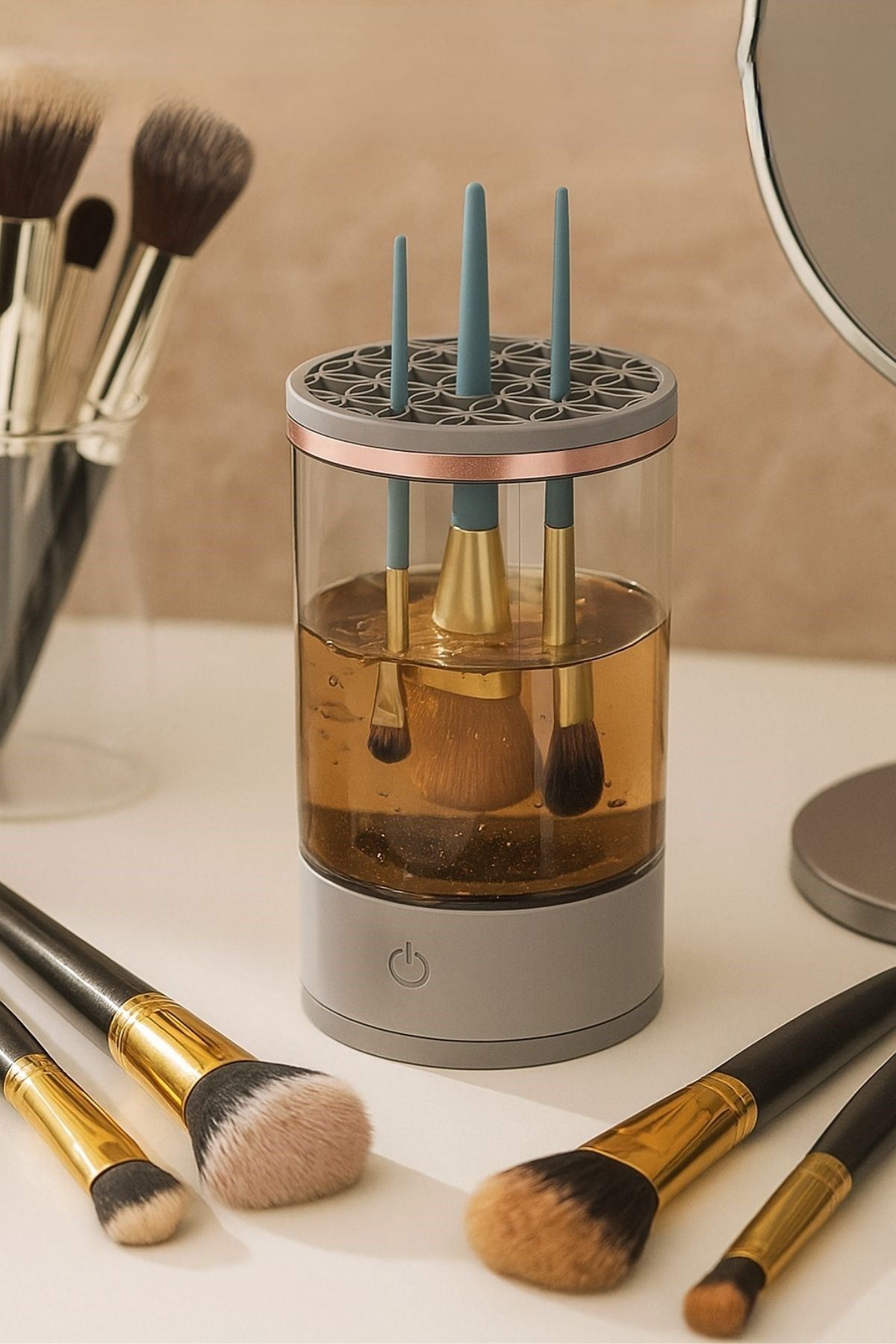 TBL Dekor® USB Şarjlı Makyaj Fırçası Temizleyici Aparat Hızlı Kurutmalı, Çok Yönlü Fırça Temizleyici