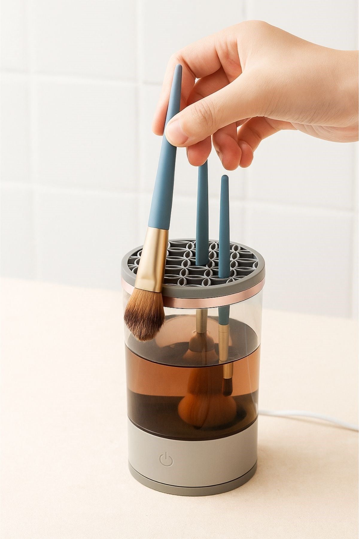 TBL Dekor® USB Şarjlı Makyaj Fırçası Temizleyici Aparat Hızlı Kurutmalı, Çok Yönlü Fırça Temizleyici