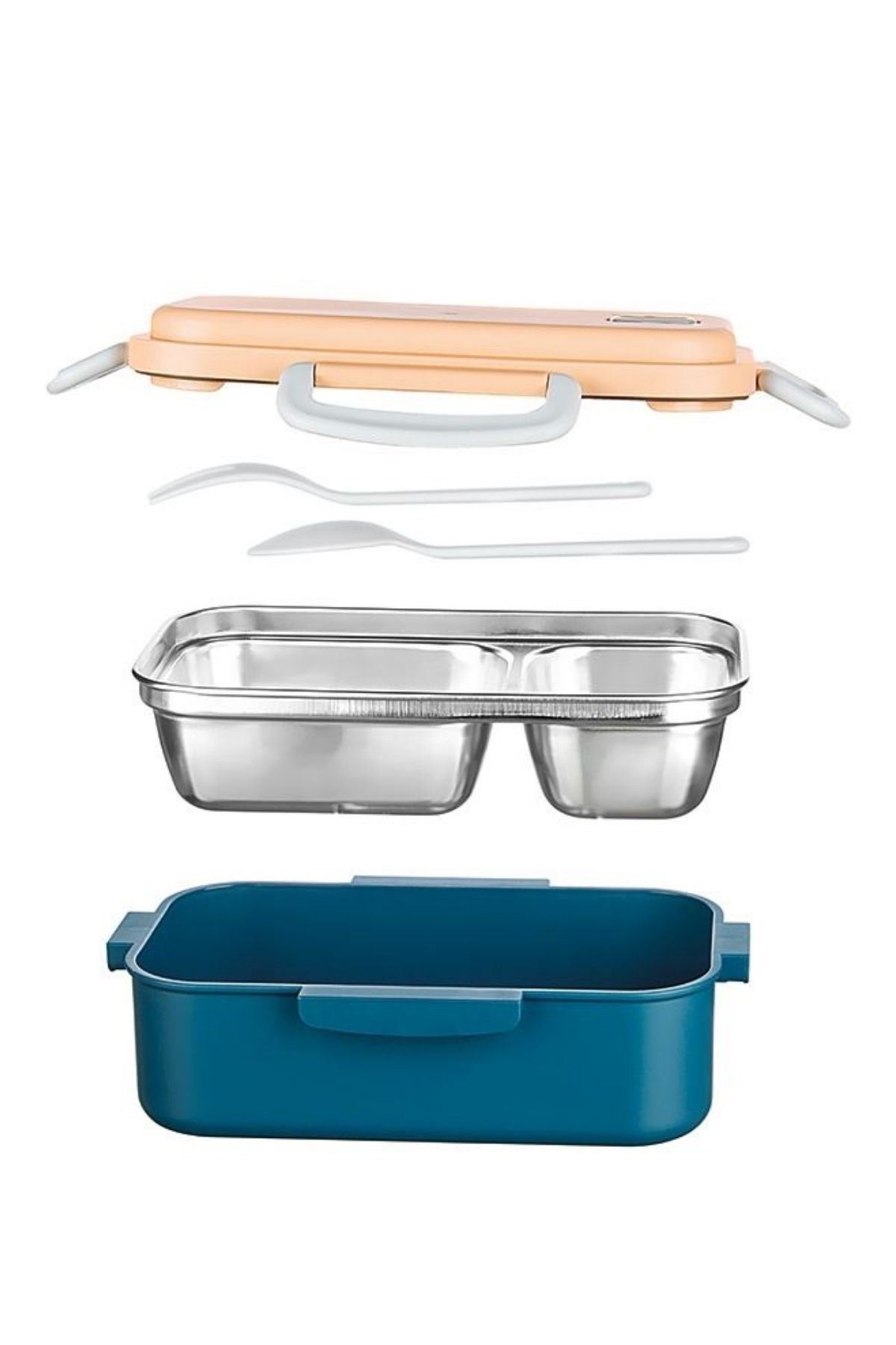 TBL Dekor® 2 Bölmeli 150-300 Ml Paslanmaz Çelik Yemek Kabı Beslenme Kabı Yiyecek Saklama Kabı