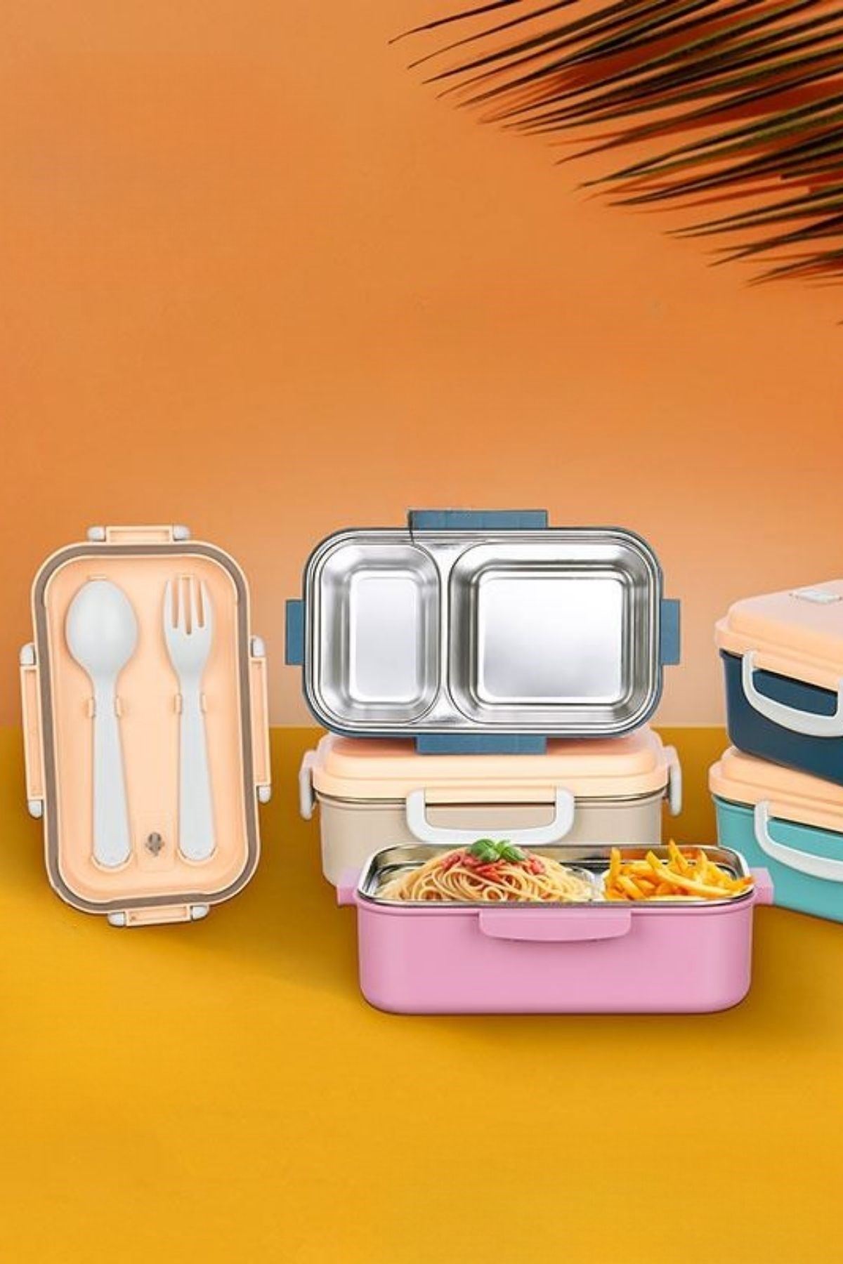 TBL Dekor® 2 Bölmeli 150-300 Ml Paslanmaz Çelik Yemek Kabı Beslenme Kabı Yiyecek Saklama Kabı