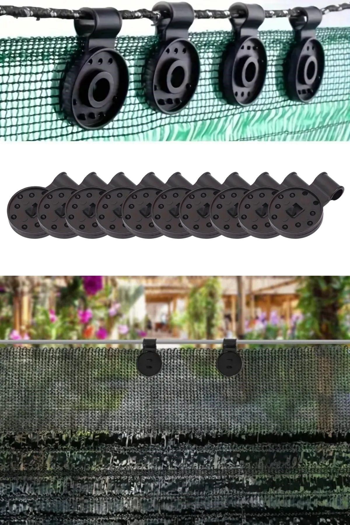 TBL Dekor® 10 Adet Güneşlik Filesi Sabitleme Klipsleri, Gölgelik Bezi ve Brandalar İçin Dayanıklı Plastik Kelepçe Kancaları