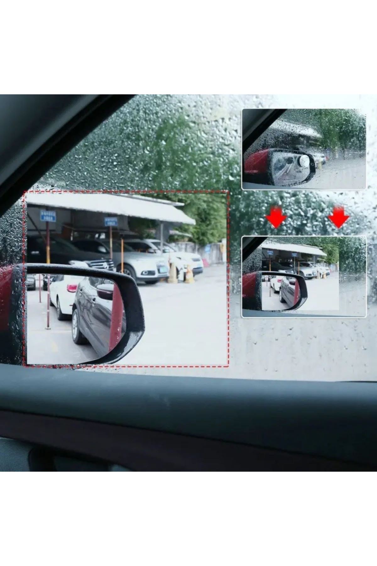 TBL Dekor® 4 Parça Yan Aynalar ve Yan Camlar İçin Araç Ayna Yağmur Kaydırıcı ve Cam Buğu Önleyici Film Seti