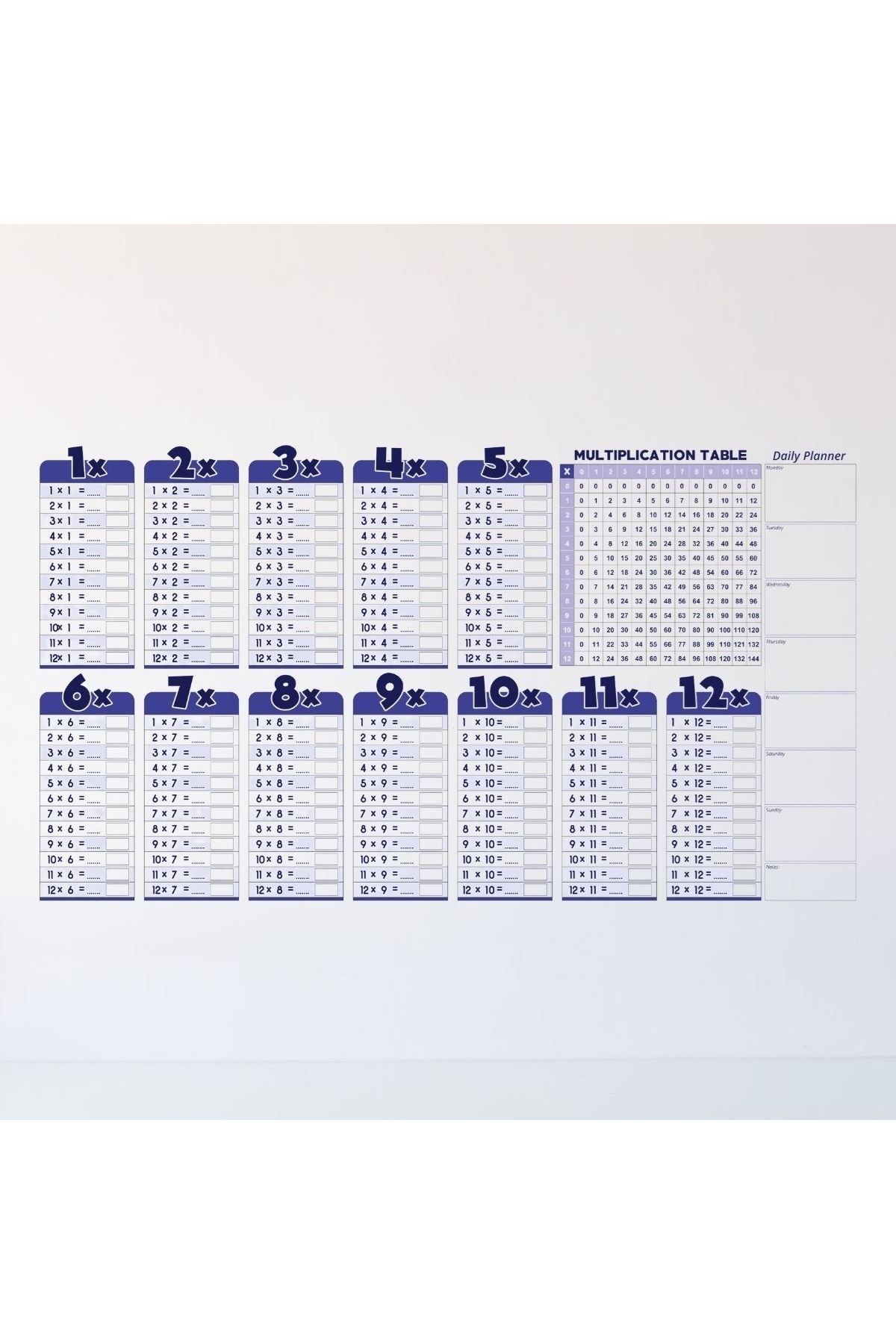 TBL Dekor® Statik Akıllı Kağıt Ingilizce Çarpım Tablosu 100x56 Cm