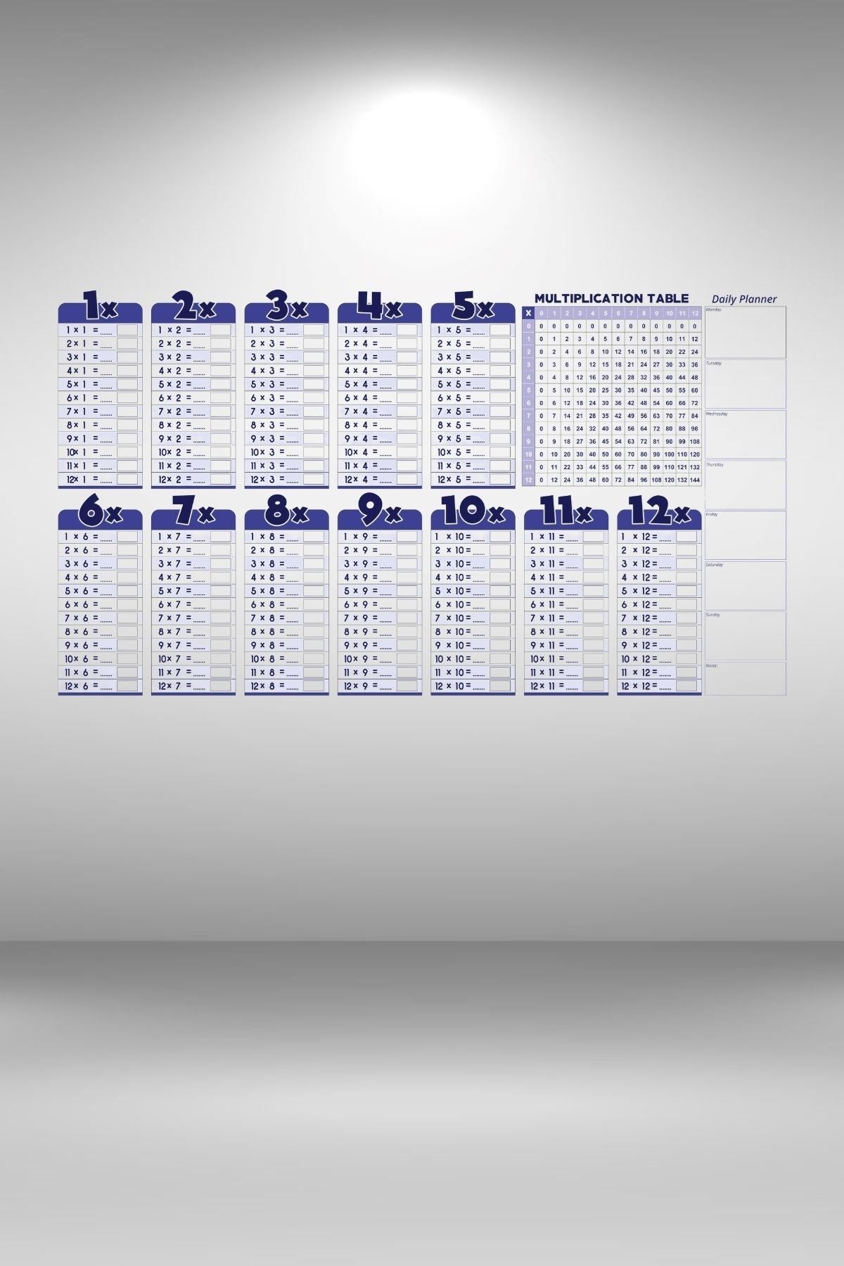 TBL Dekor® Statik Akıllı Kağıt Ingilizce Çarpım Tablosu 100x56 Cm