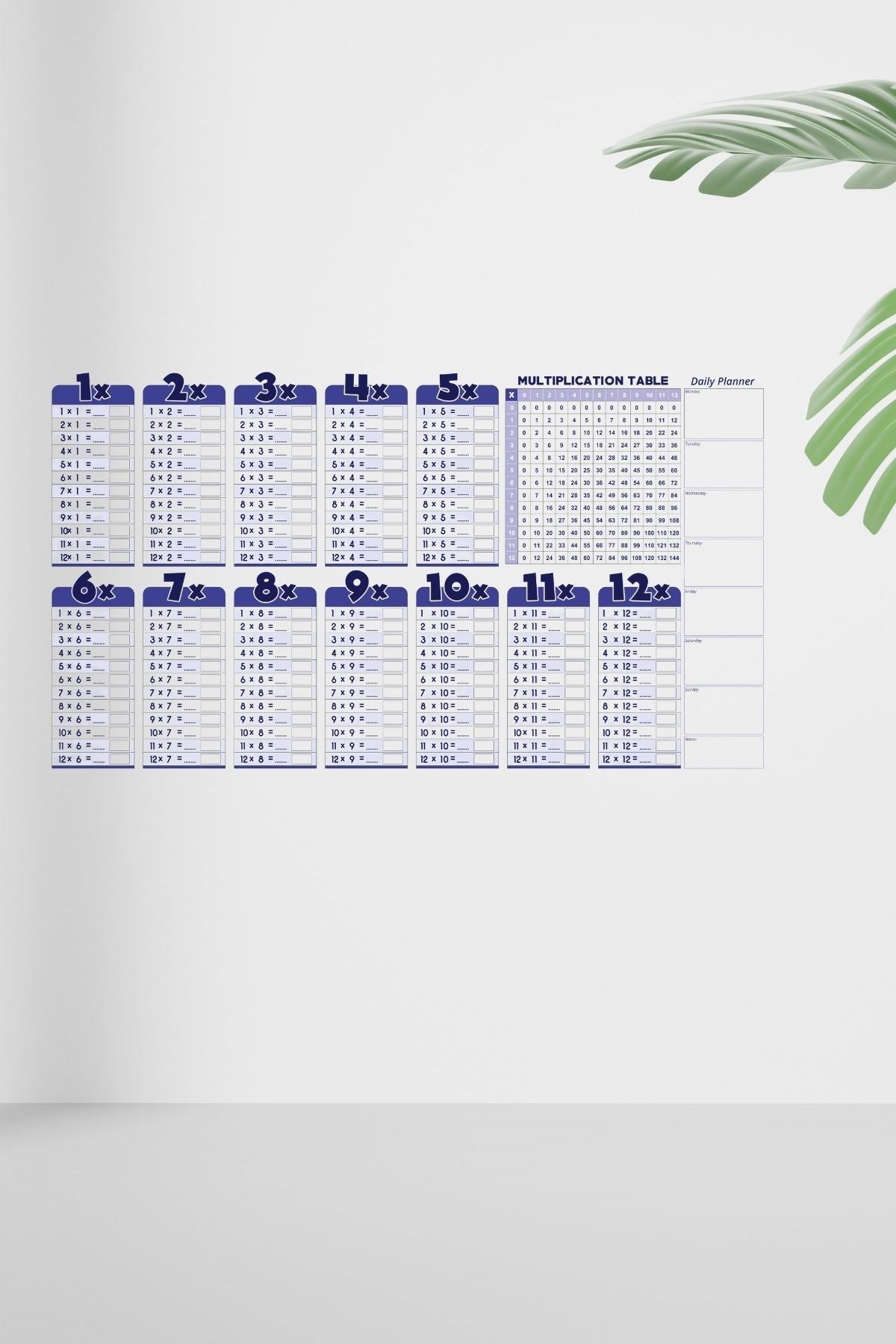 TBL Dekor® Statik Akıllı Kağıt Ingilizce Çarpım Tablosu 100x56 Cm