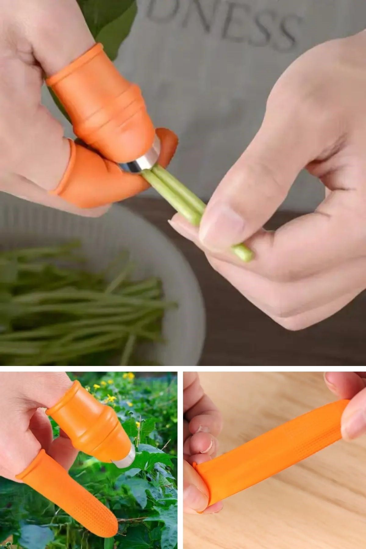 TBL Dekor® 5 Parça Pratik Parmak Koruyucu 1 Parça Baş Parmak Bıçaklı Eldiven Sebze Meyve Soyucu Kesme Ayıklayıcı Silikon Set