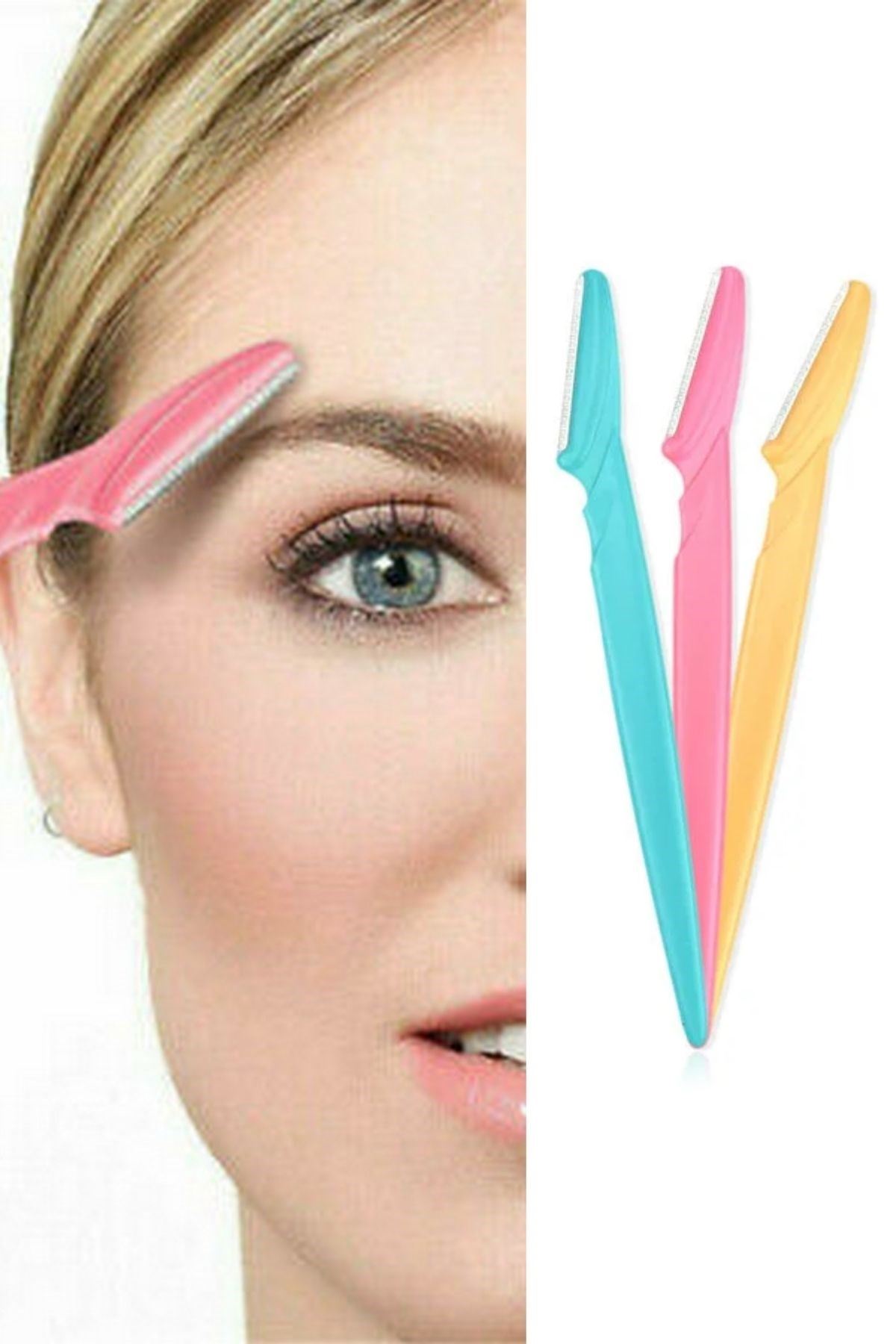 TBL Dekor® 3’lü Kadın Kaş Usturası Seti – Hassas Ciltler İçin Güvenli Yüz Tüy Temizleme Bıçağı