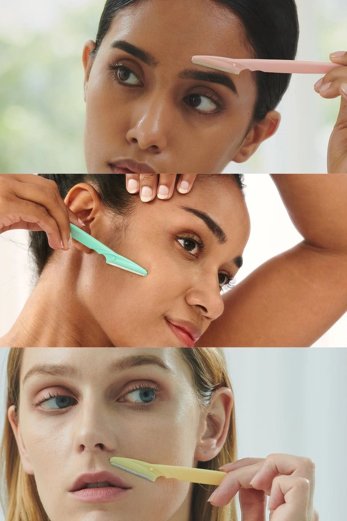 TBL Dekor® 3’lü Kadın Kaş Usturası Seti – Hassas Ciltler İçin Güvenli Yüz Tüy Temizleme Bıçağı