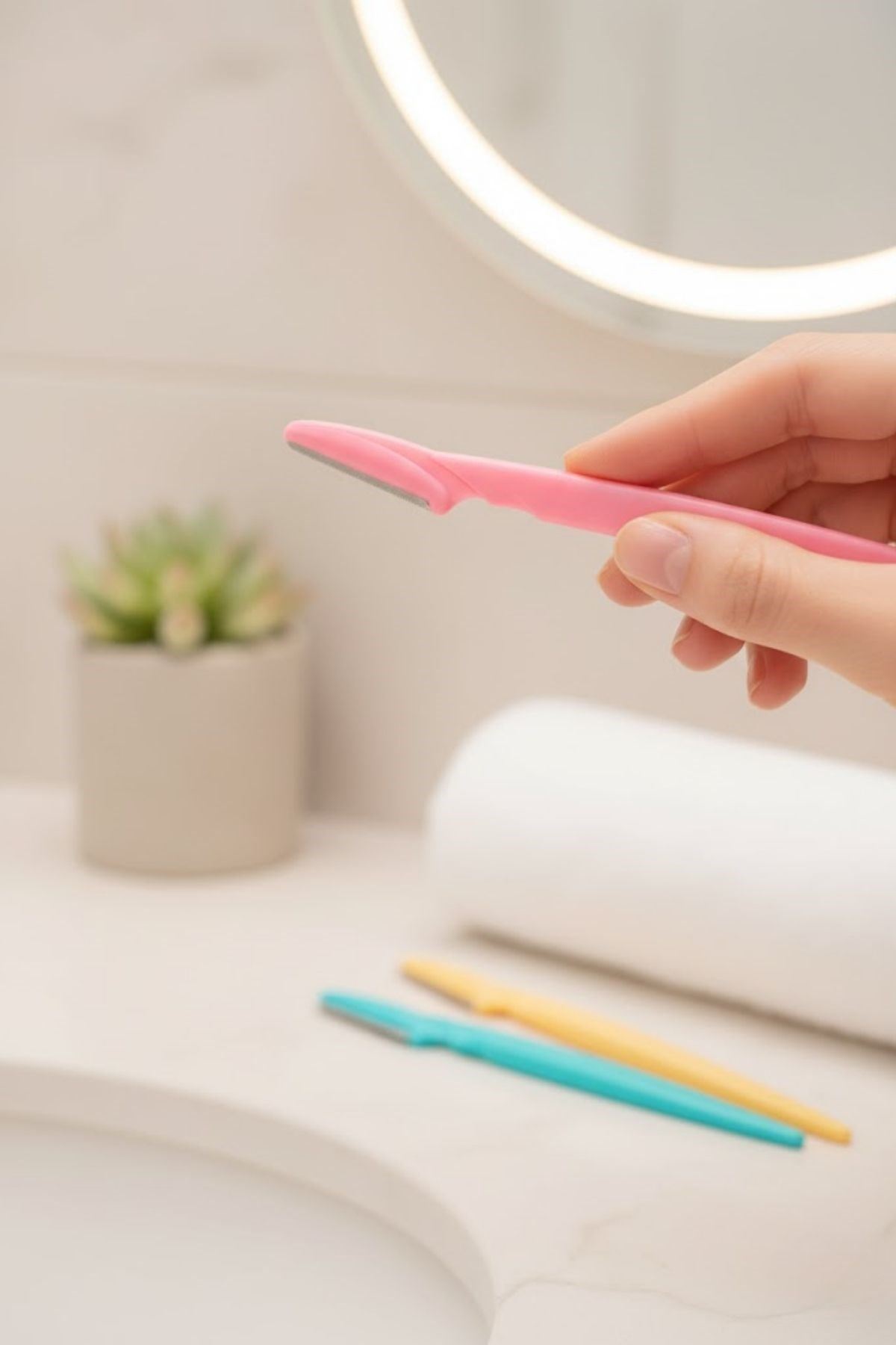 TBL Dekor® 3’lü Kadın Kaş Usturası Seti – Hassas Ciltler İçin Güvenli Yüz Tüy Temizleme Bıçağı