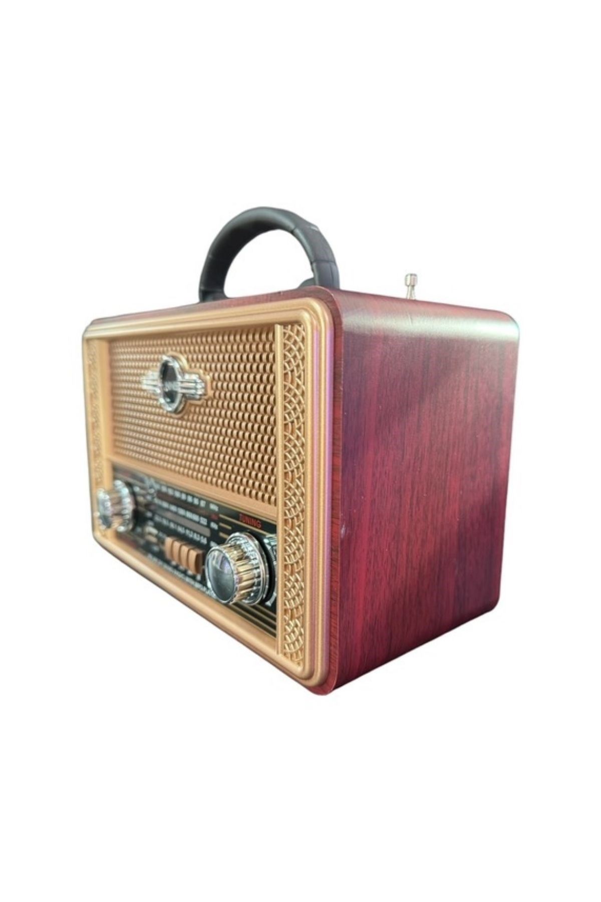 TBL Dekor® Retro, Nostaljik, Ahşap Tasarım Bluetooth Hoparlörlü, Şarjlı, Taşınabilir Otantik Tasarımlı FM/AM Destekli Radyo NS8098