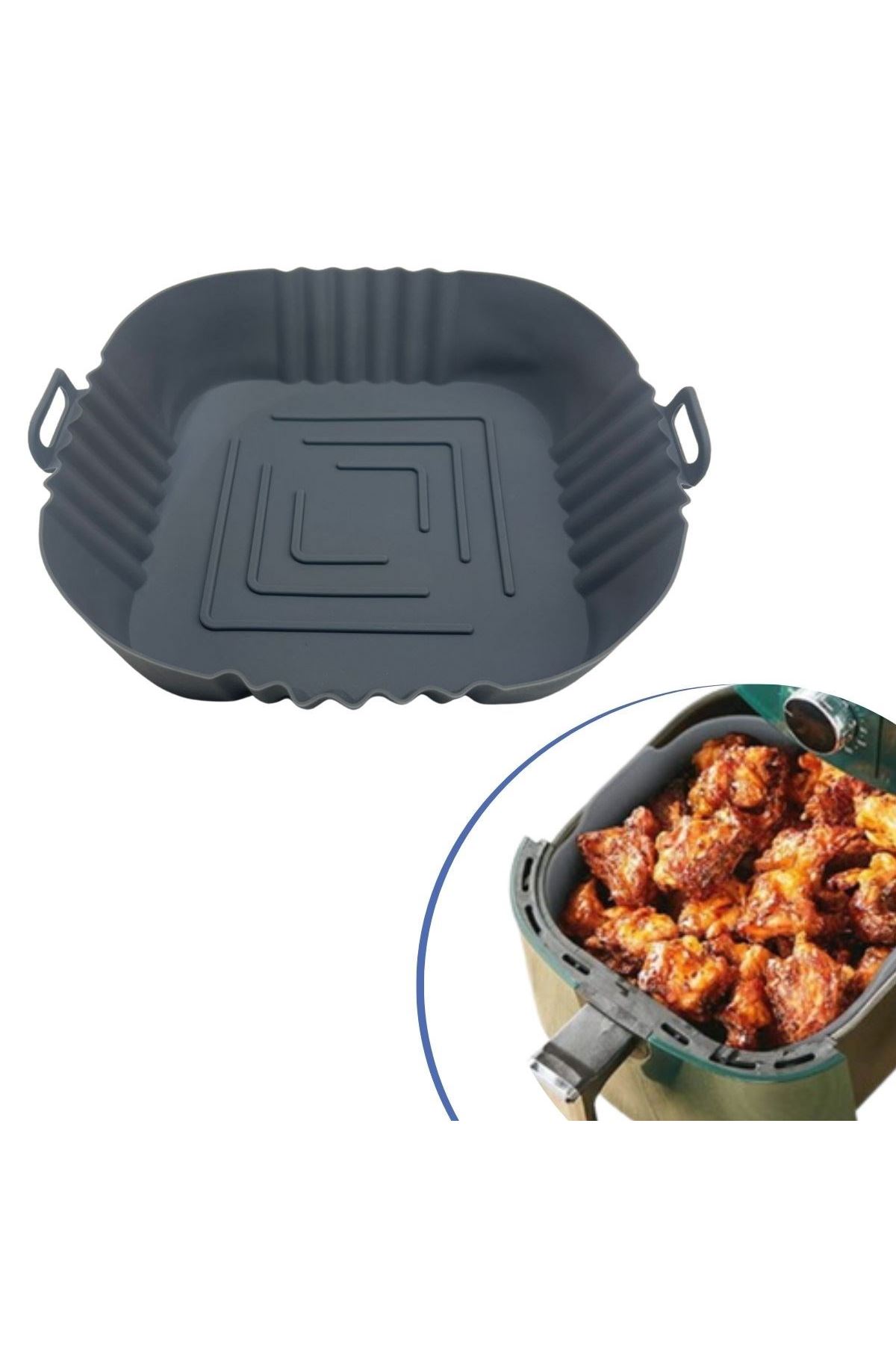 TBL Dekor® Renkli Isıya Dayanıklı Yıkanılabilir Silikon Fırın Ve Airfryer Kare Model Pişirme Matı 20 Cm